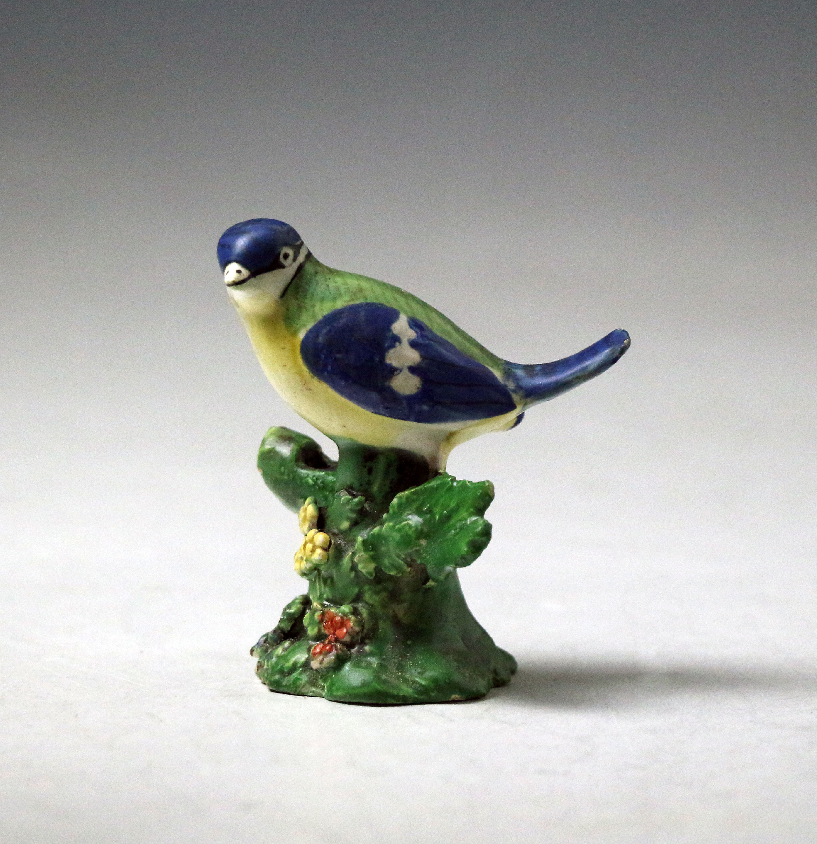 Staffordshire pottery bird whistle with bocage leaf antique period  early 19th century England