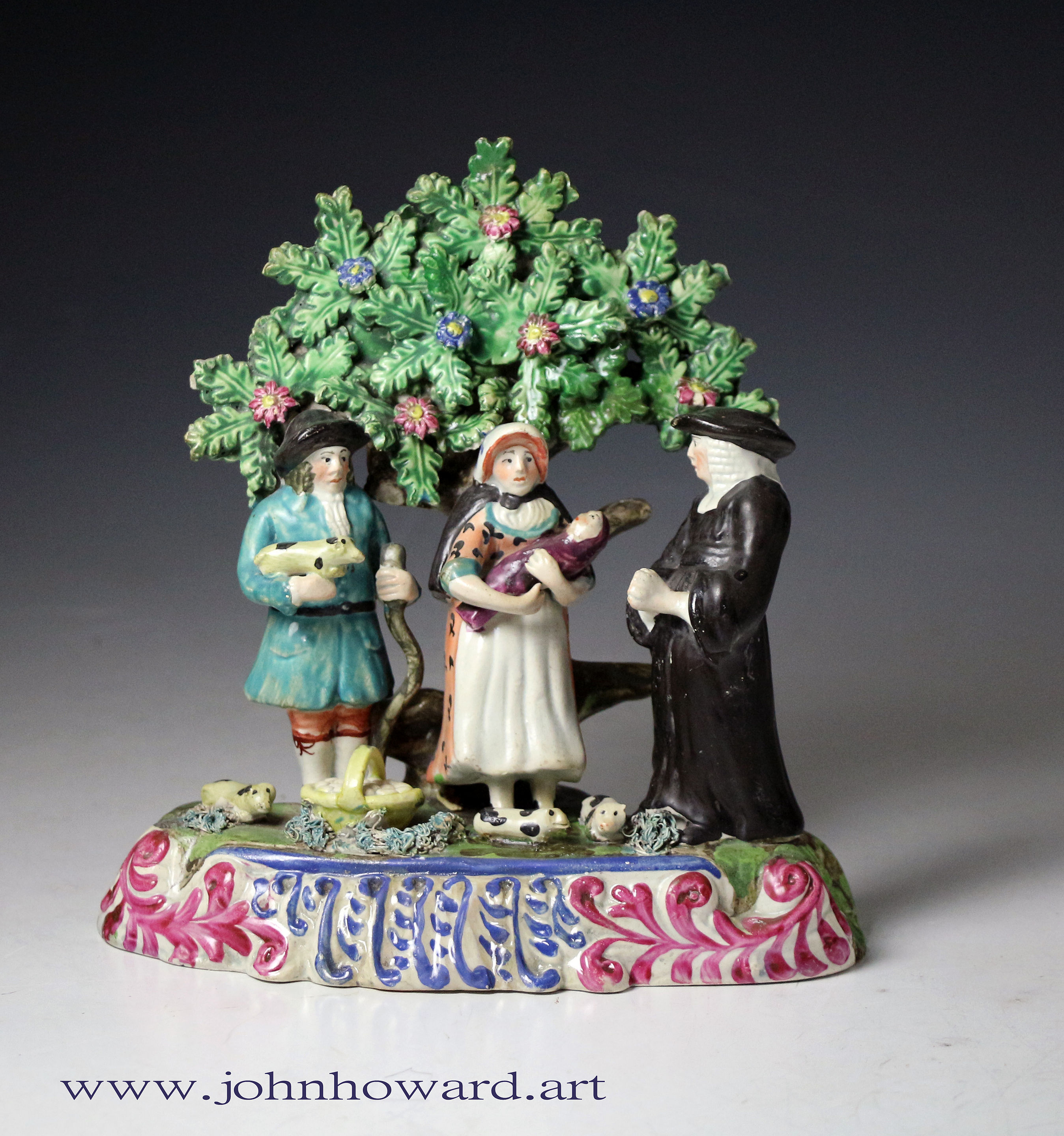 Staffordshire pottery tithe pig figure group made in England antique period circa 1820