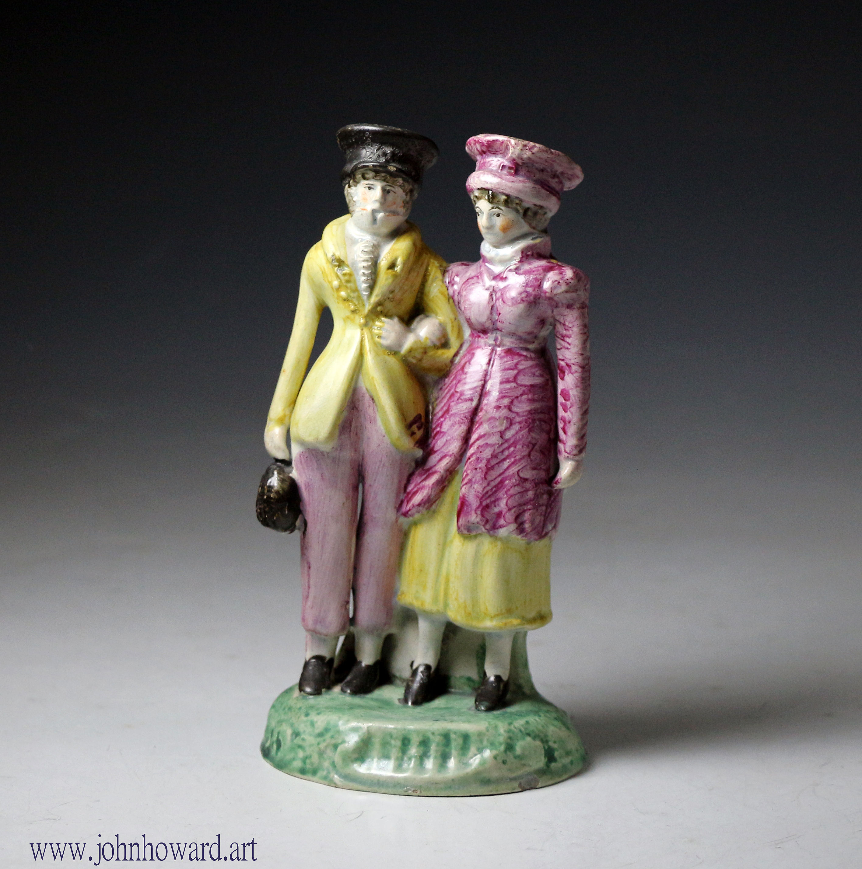 Staffordshire pottery figure of the dandies early 19th century pearlware