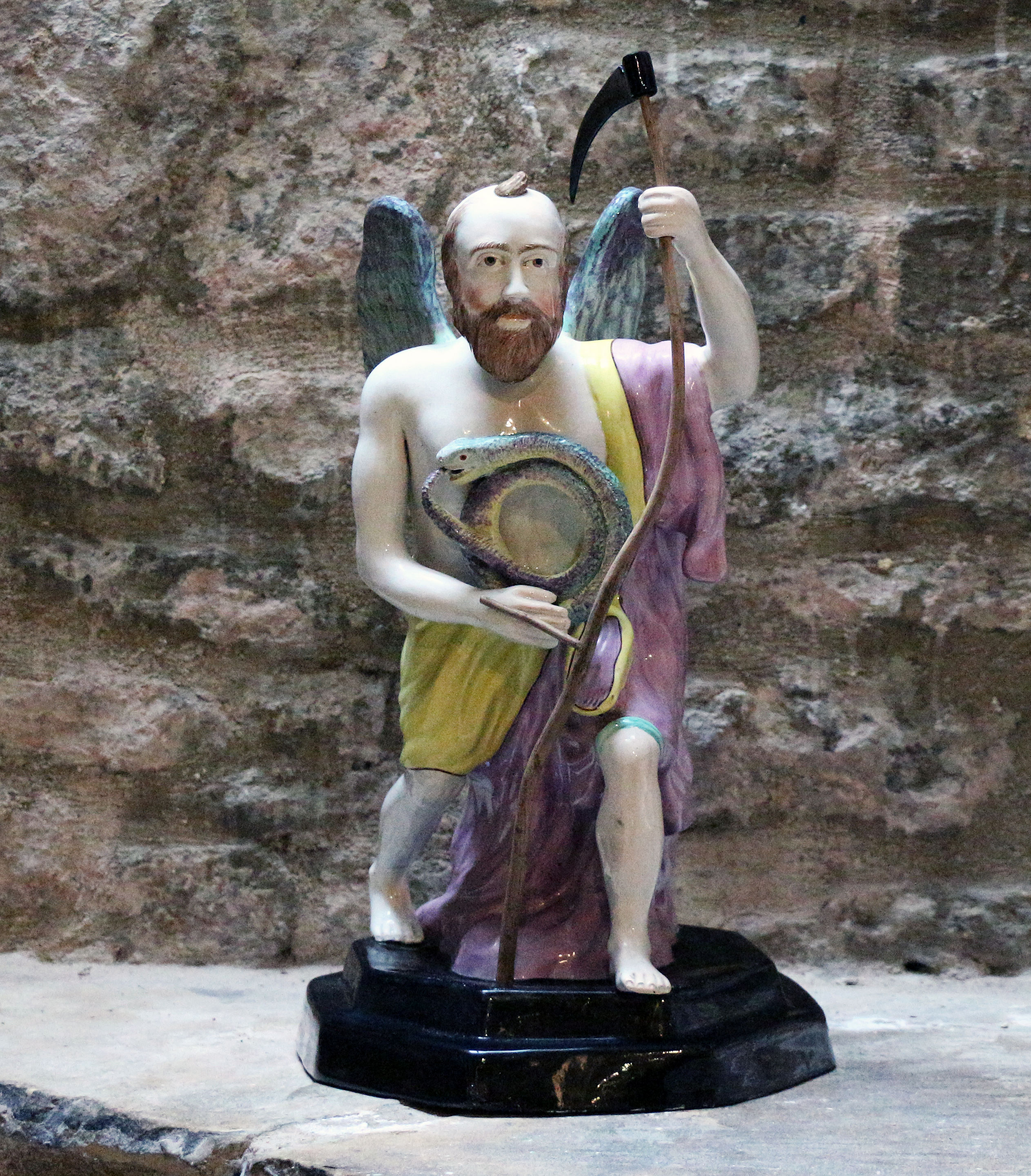 Antique Staffordshire pottery massive pearlware figure Father Time, early 19th century