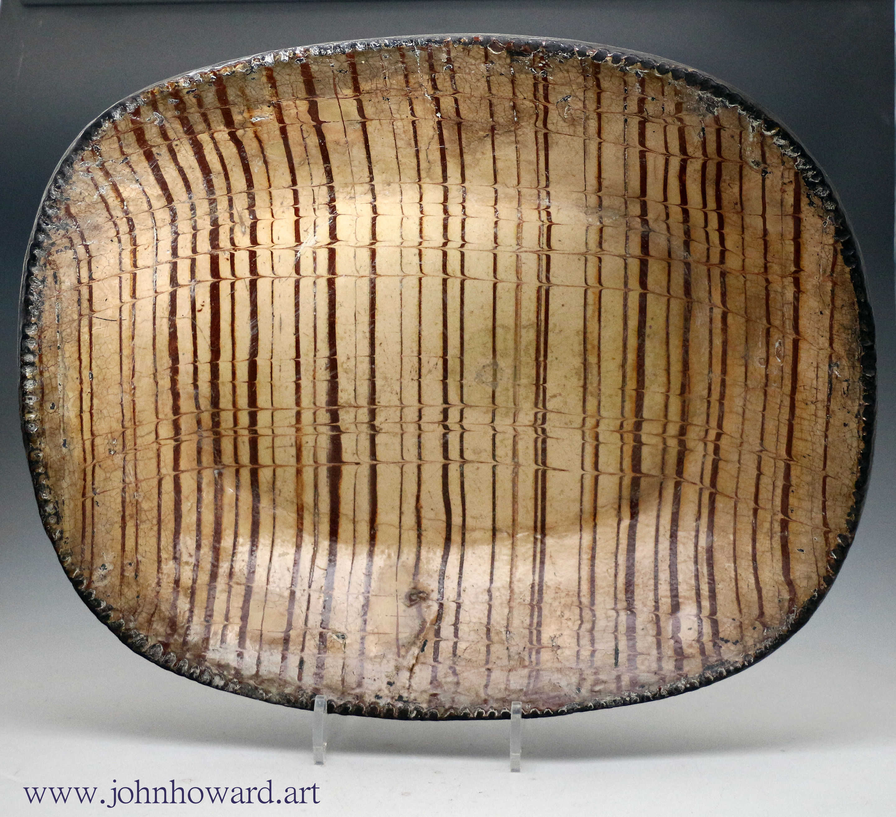 Slipware earthenware pottery comb decorated  baking loaf dish English late 18th century 