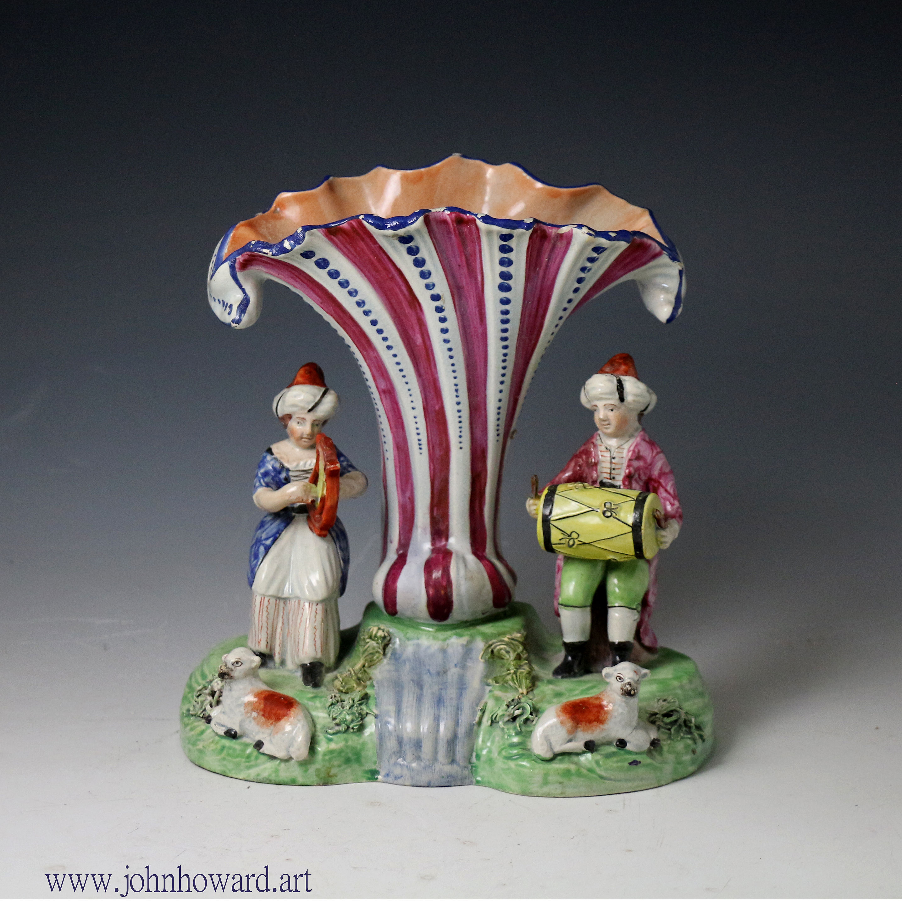 Antique Staffordshire figure group of musical troubadors made early 19th centry England