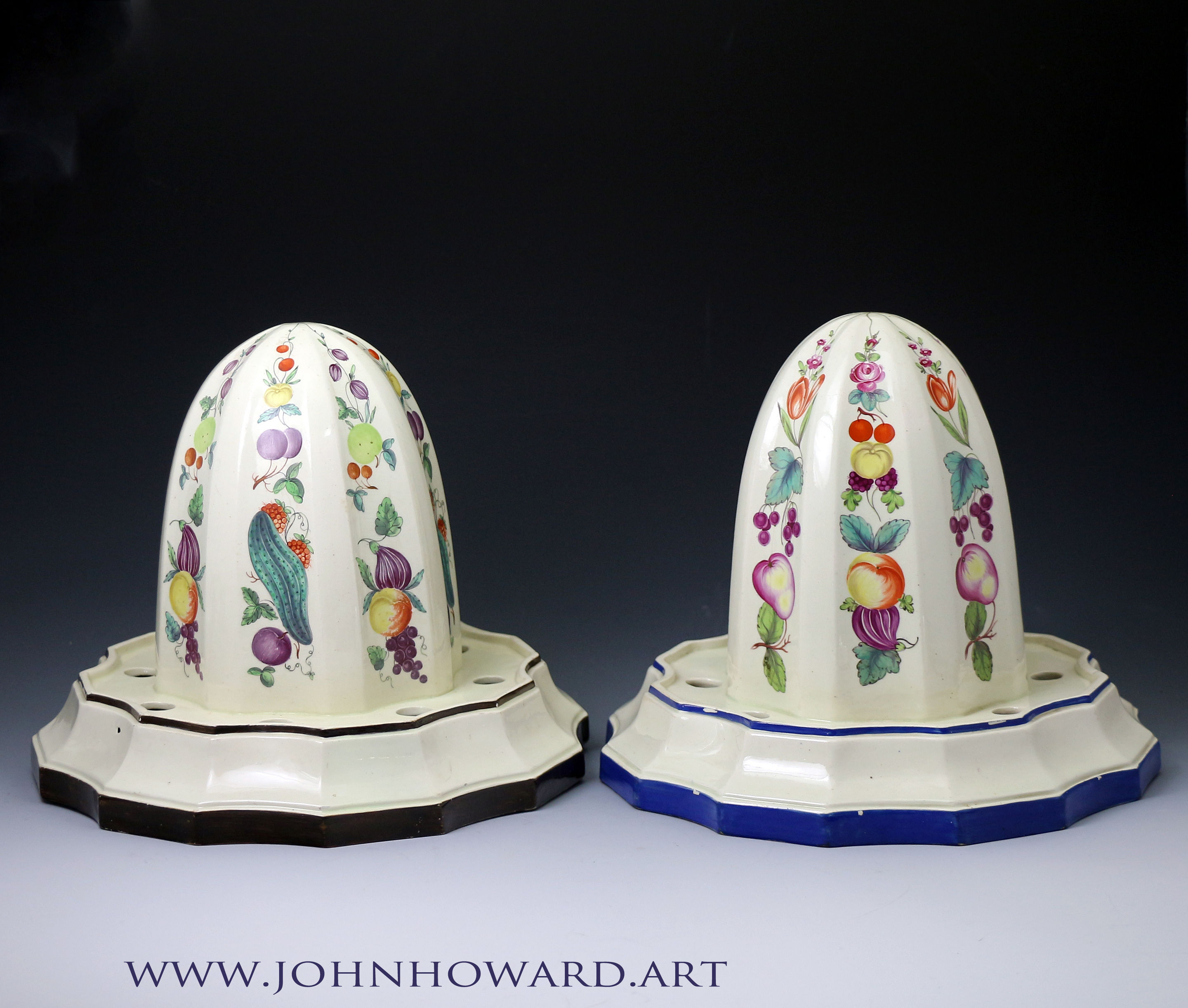 Antique English creamware pottery Jelly core-molds by Neale and Wilson.Staffordshire late 18thc