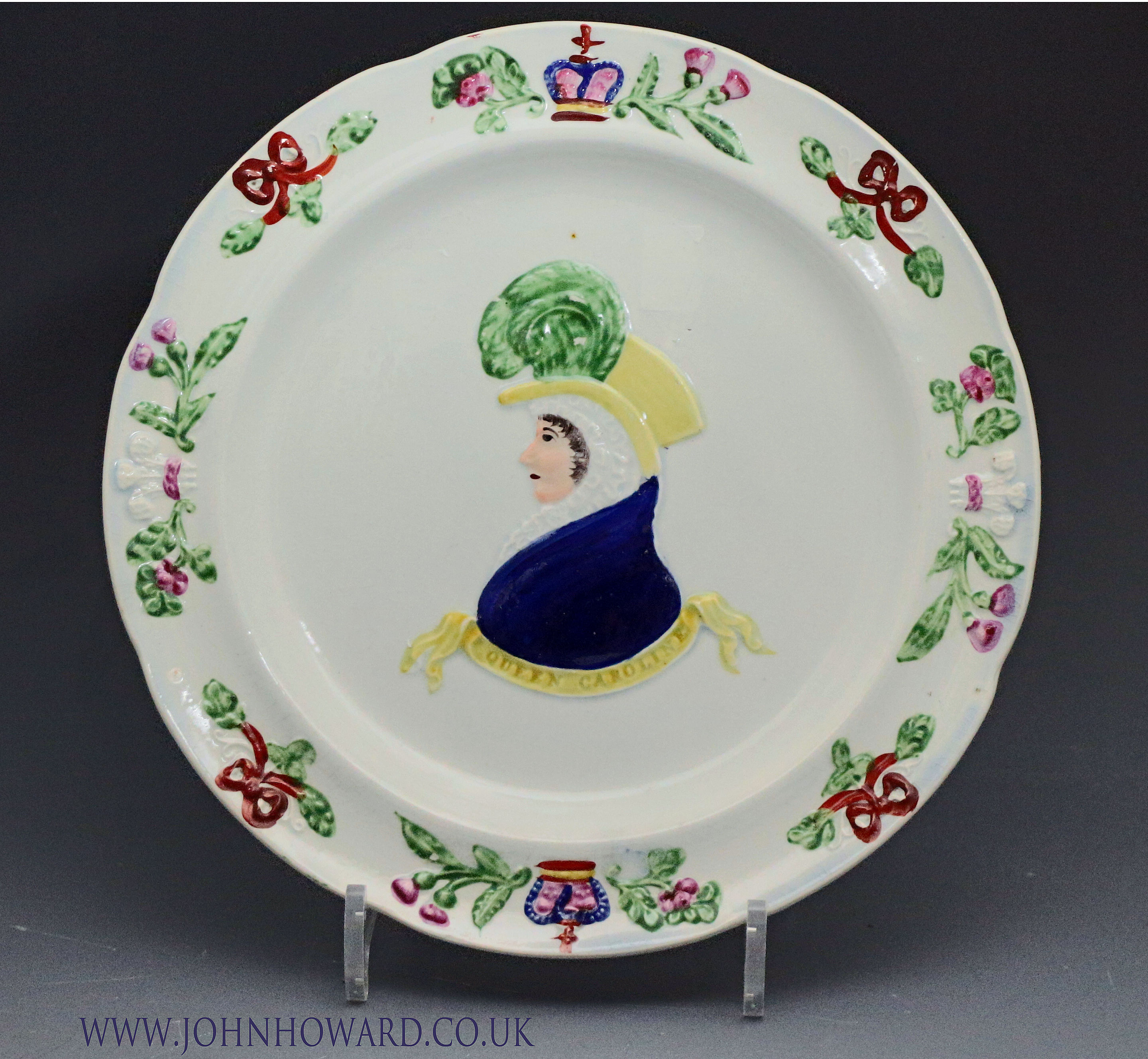 Queen Caroline English pearlware commemorative plate early 19th century
