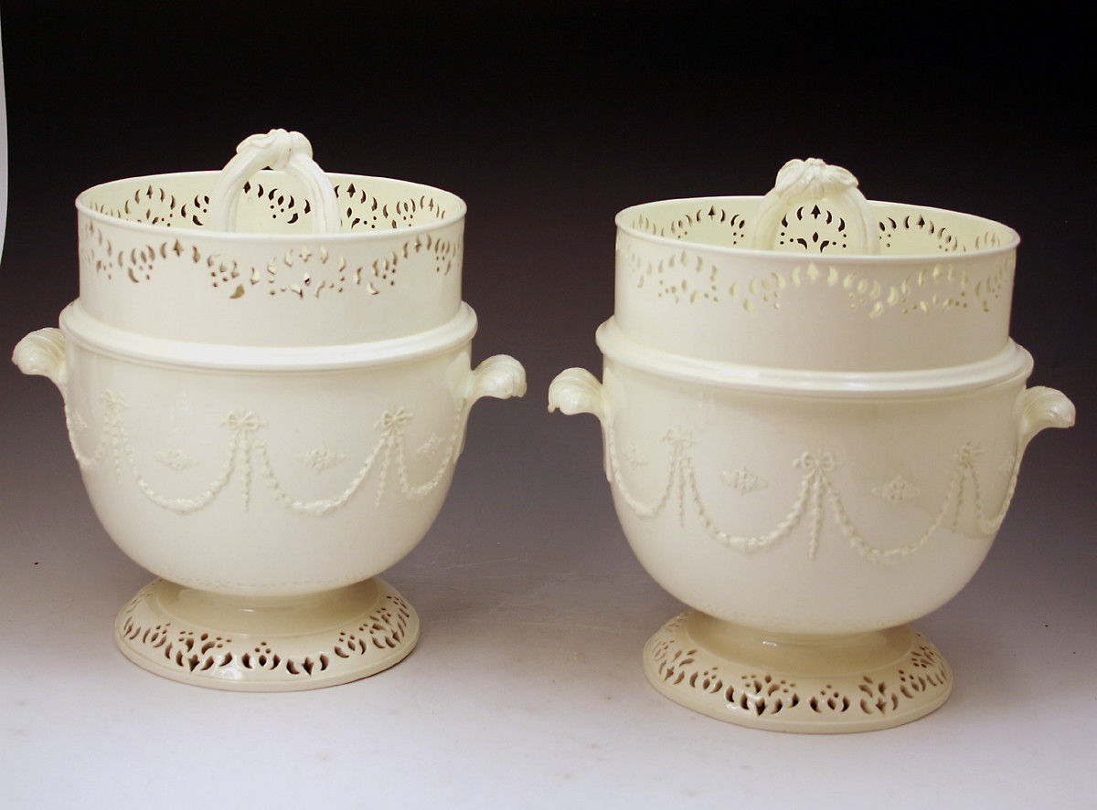 Pair of Wedgwood creamware pottery  ice coolers 18th century England