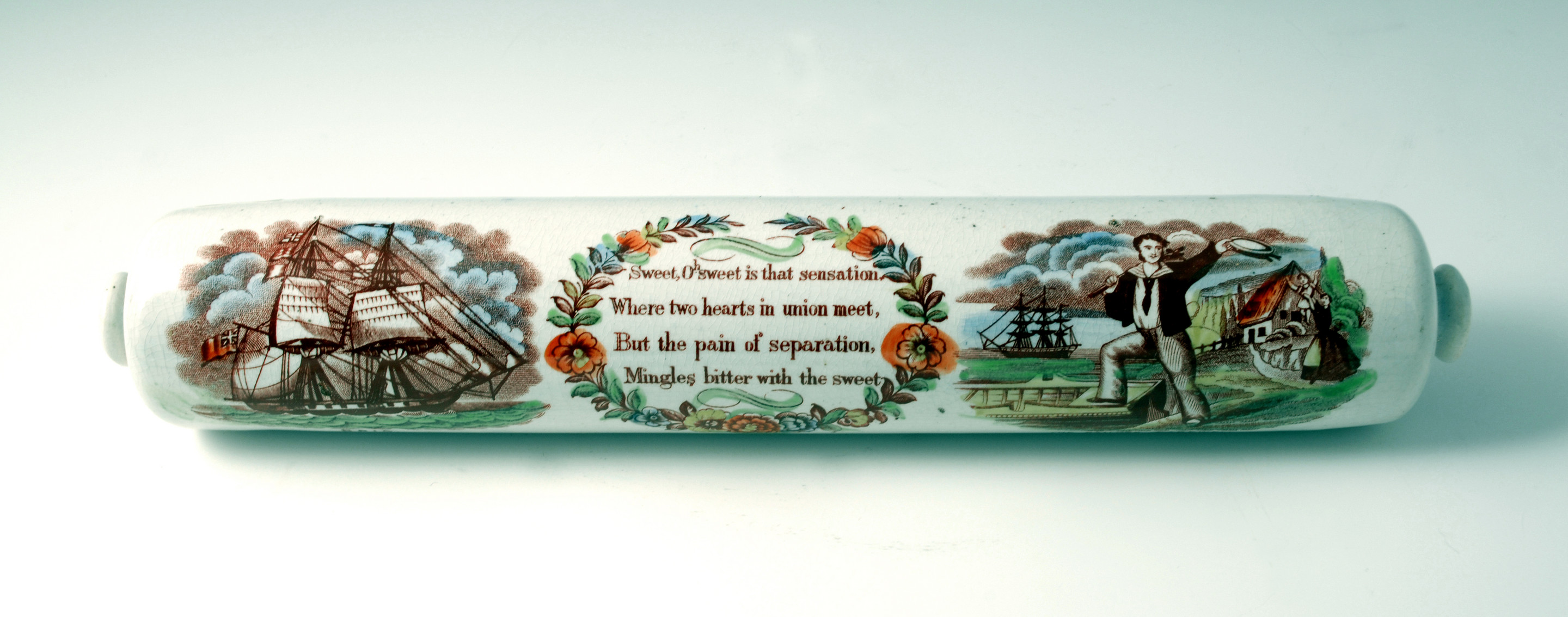 SUNDERLAND POTTERY ROLLING PIN WITH MARITIME SUBJECTS