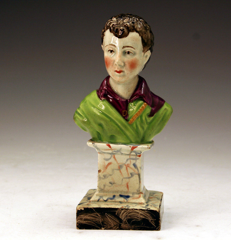 Staffordshire pottery figure of BYRON on plinth.c1820