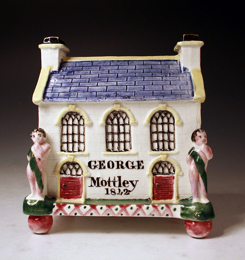 Yorkshire pottery Money Box or bank in the form ofa chapel dated 1842