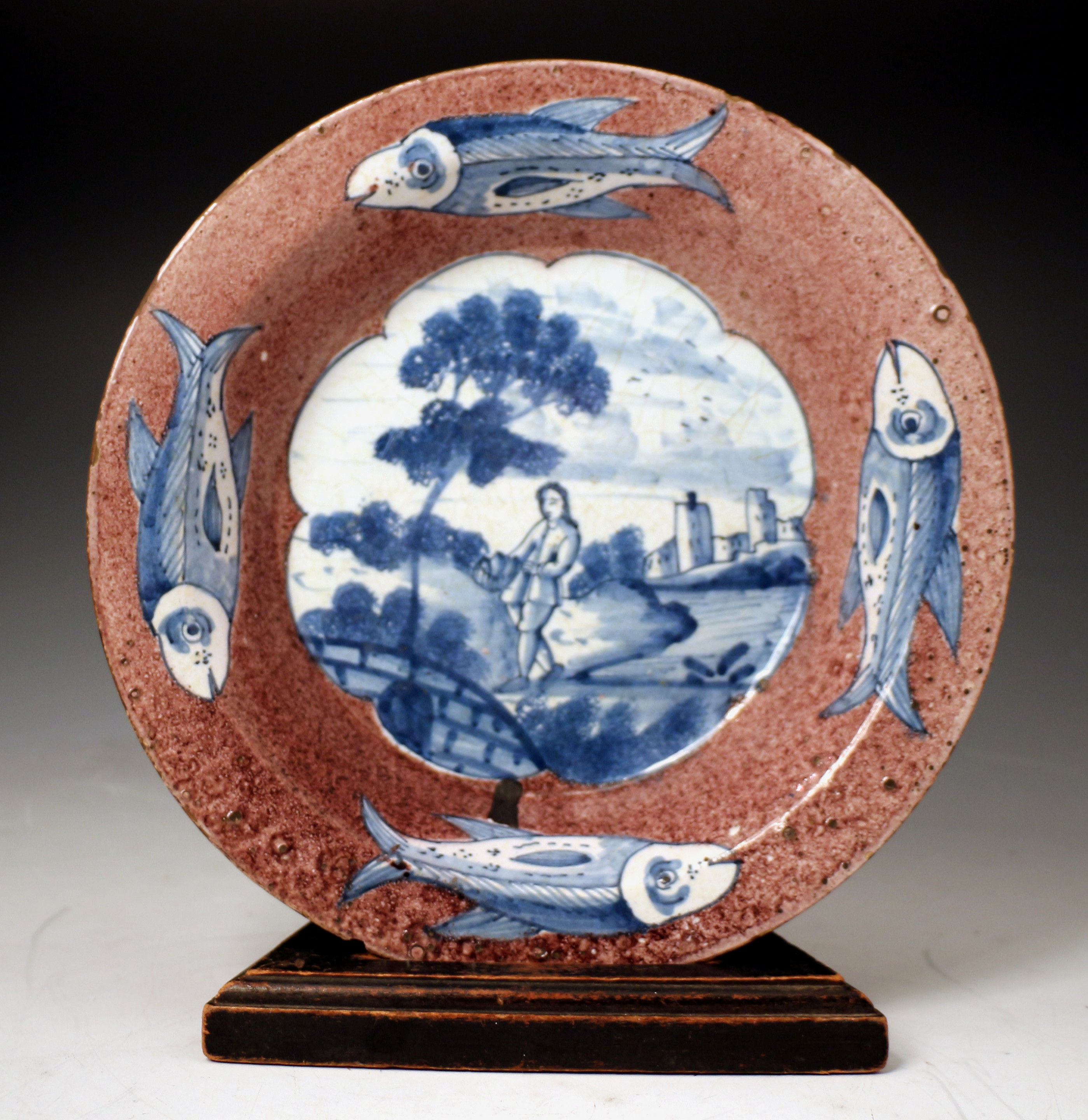 English Delftware shallow bowl Lambeth Pottery London c1740