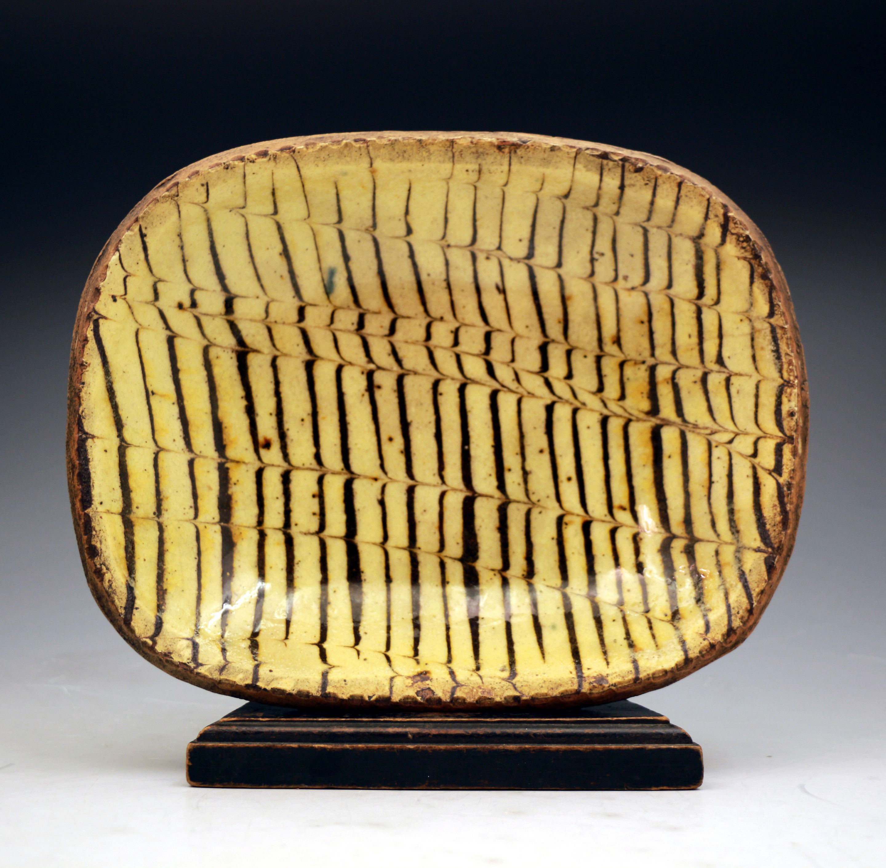 Slipware comb decorated baking- loaf dish English Earthenware late 18thc