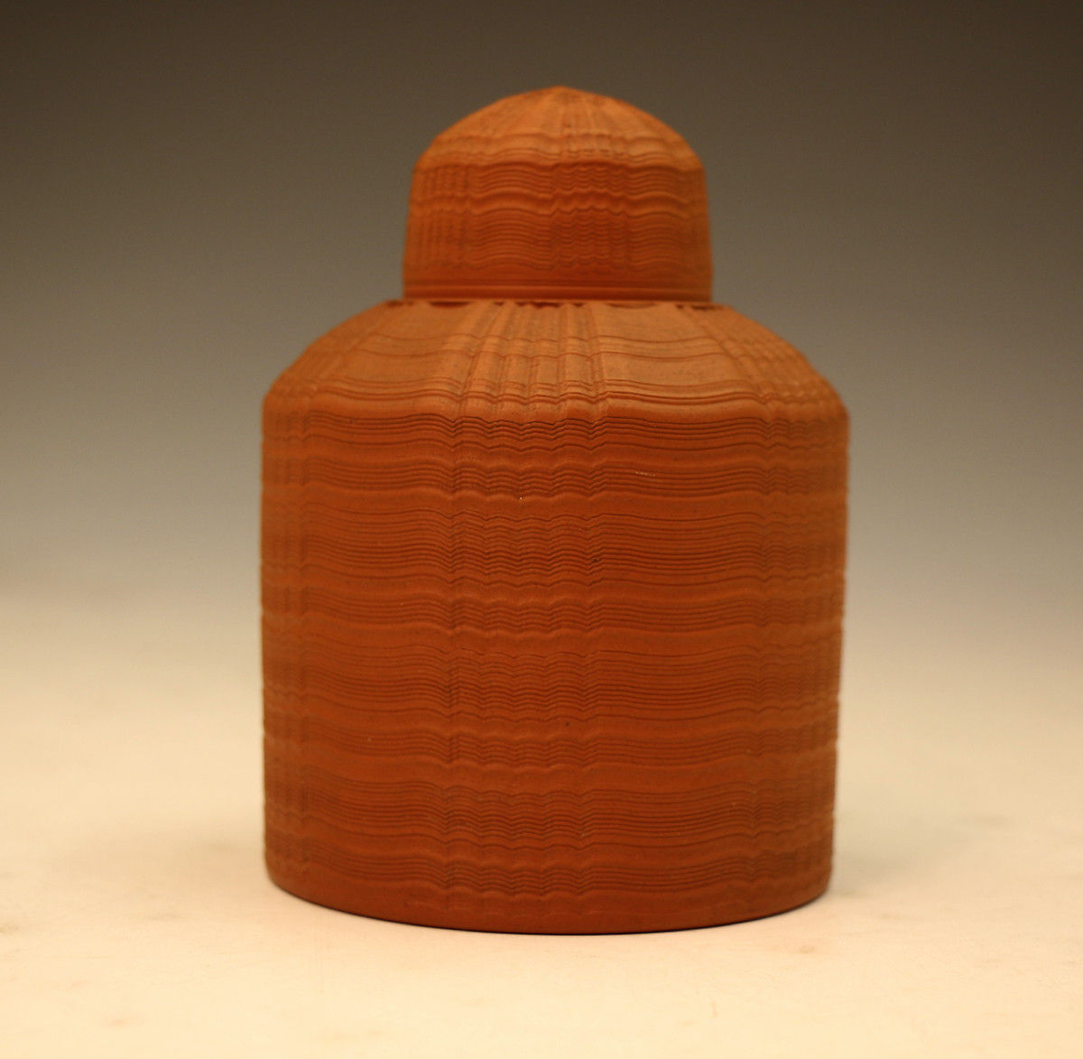 English redware pottery tea caddy with cover Staffordshire England c1760