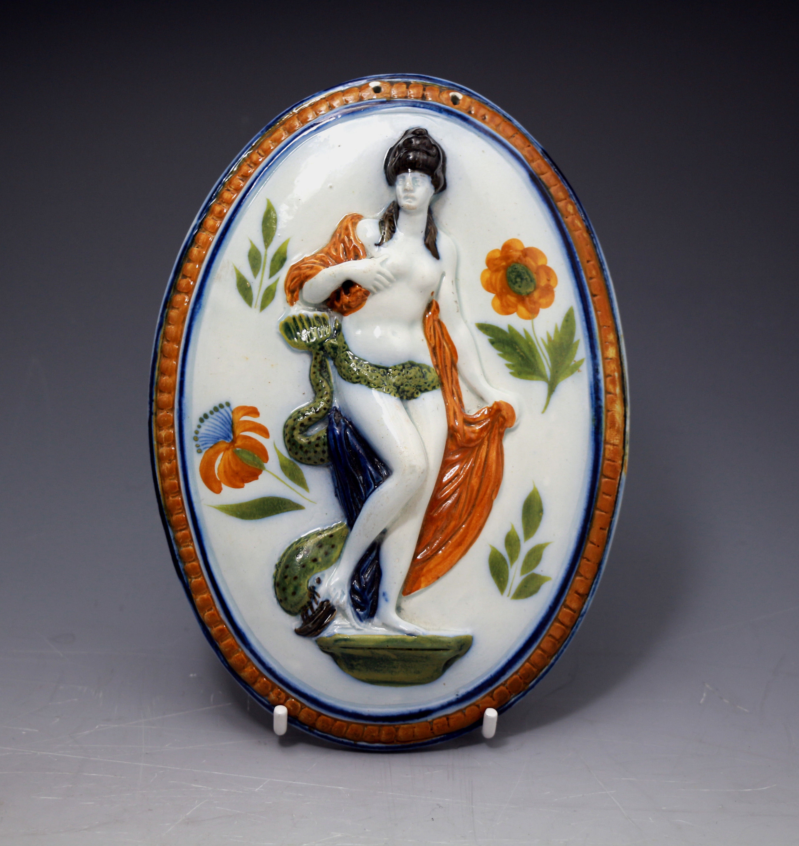 English antique pottery Prattware plaque