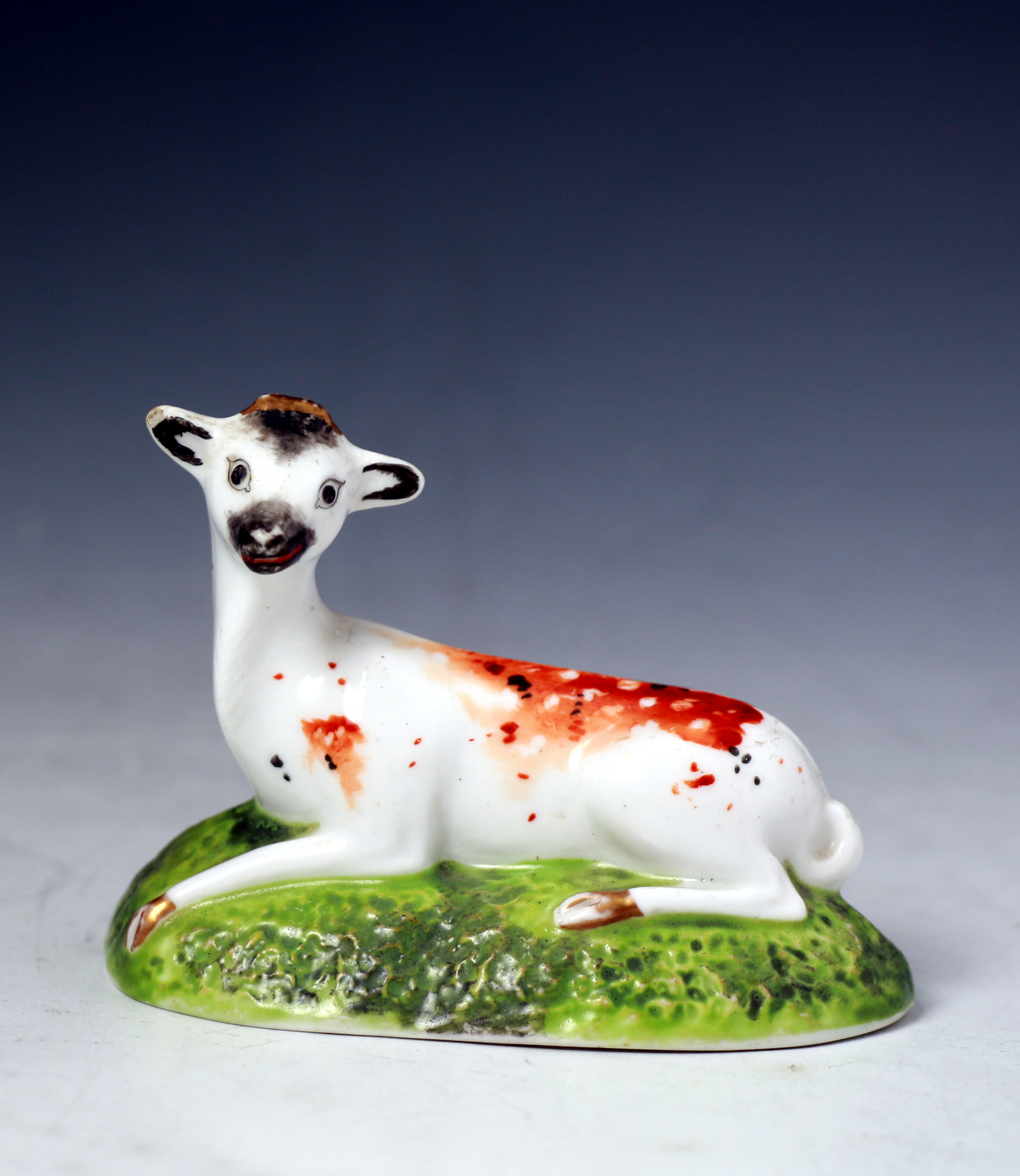 Antique English porcelain figure of a doe at Lodge By Charles Bourne Staffordshire