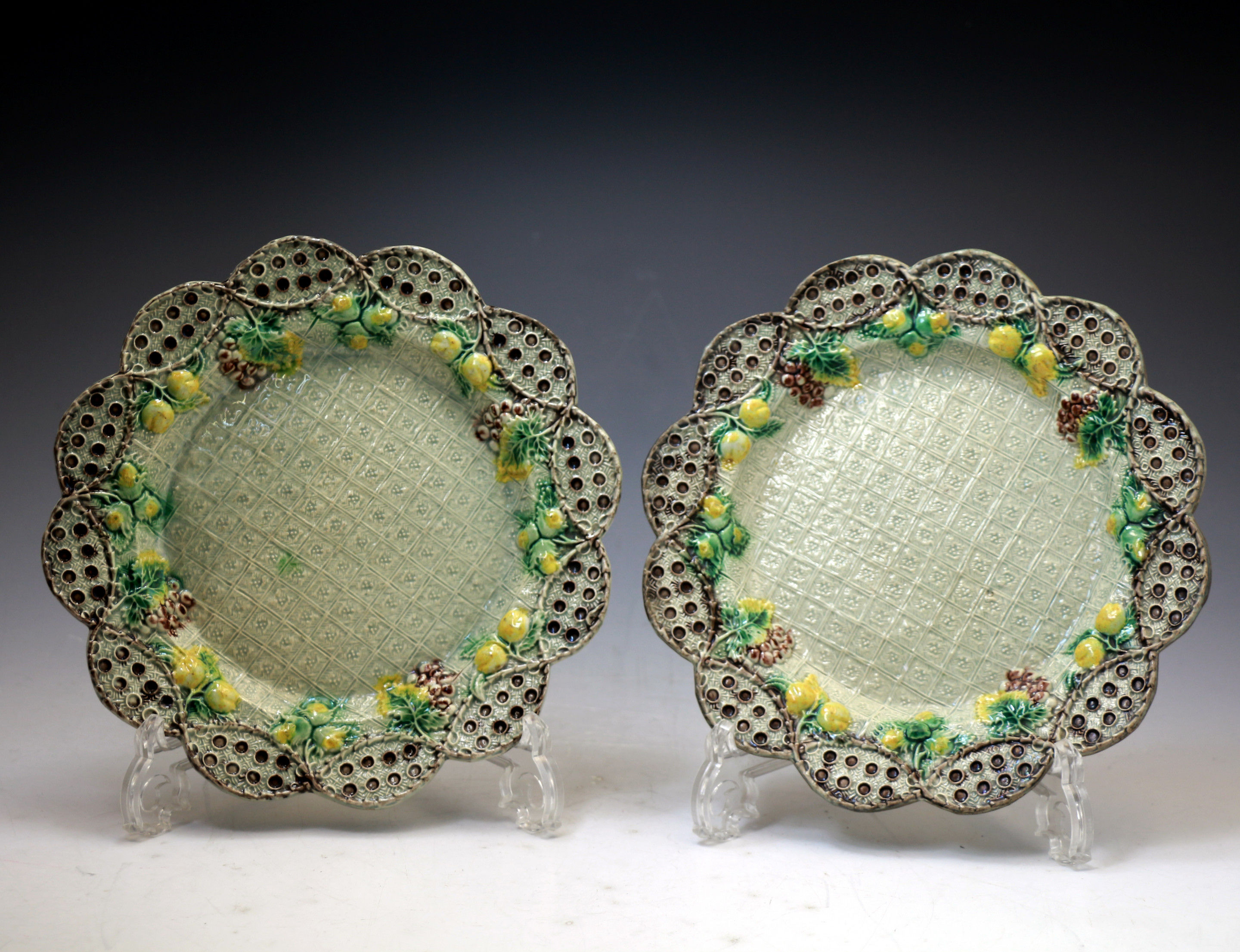 Coloured glaze Whieldon type plates English Pottery Staffordshire c1760