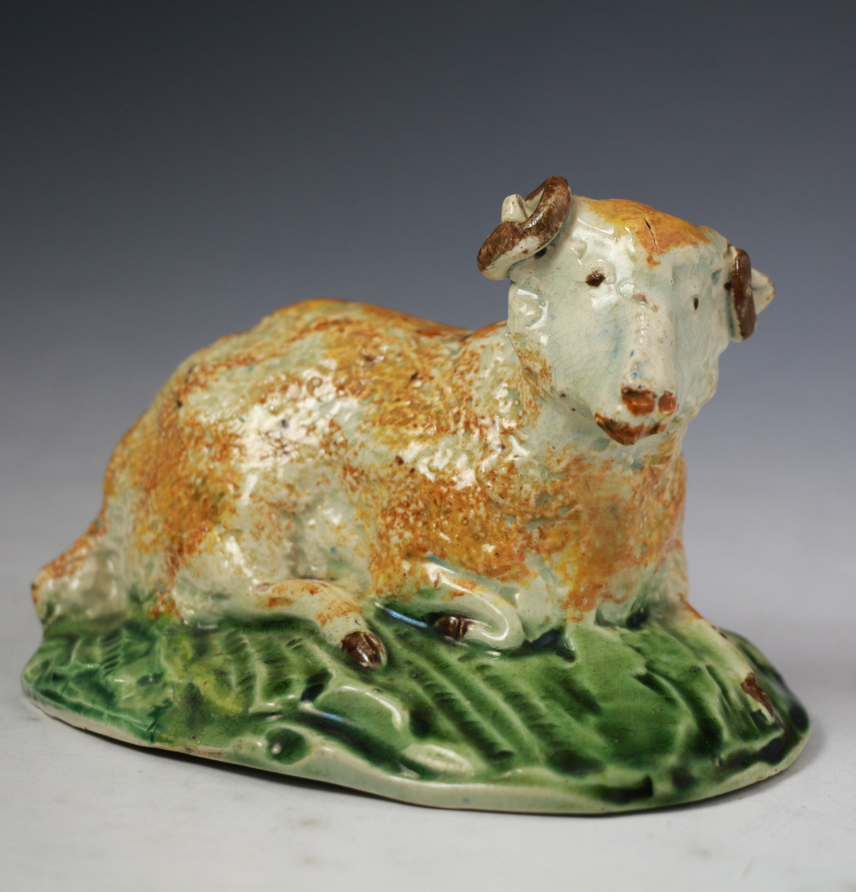 English pottery pearlware figure of a ram Yorkshire or Staffordshire .