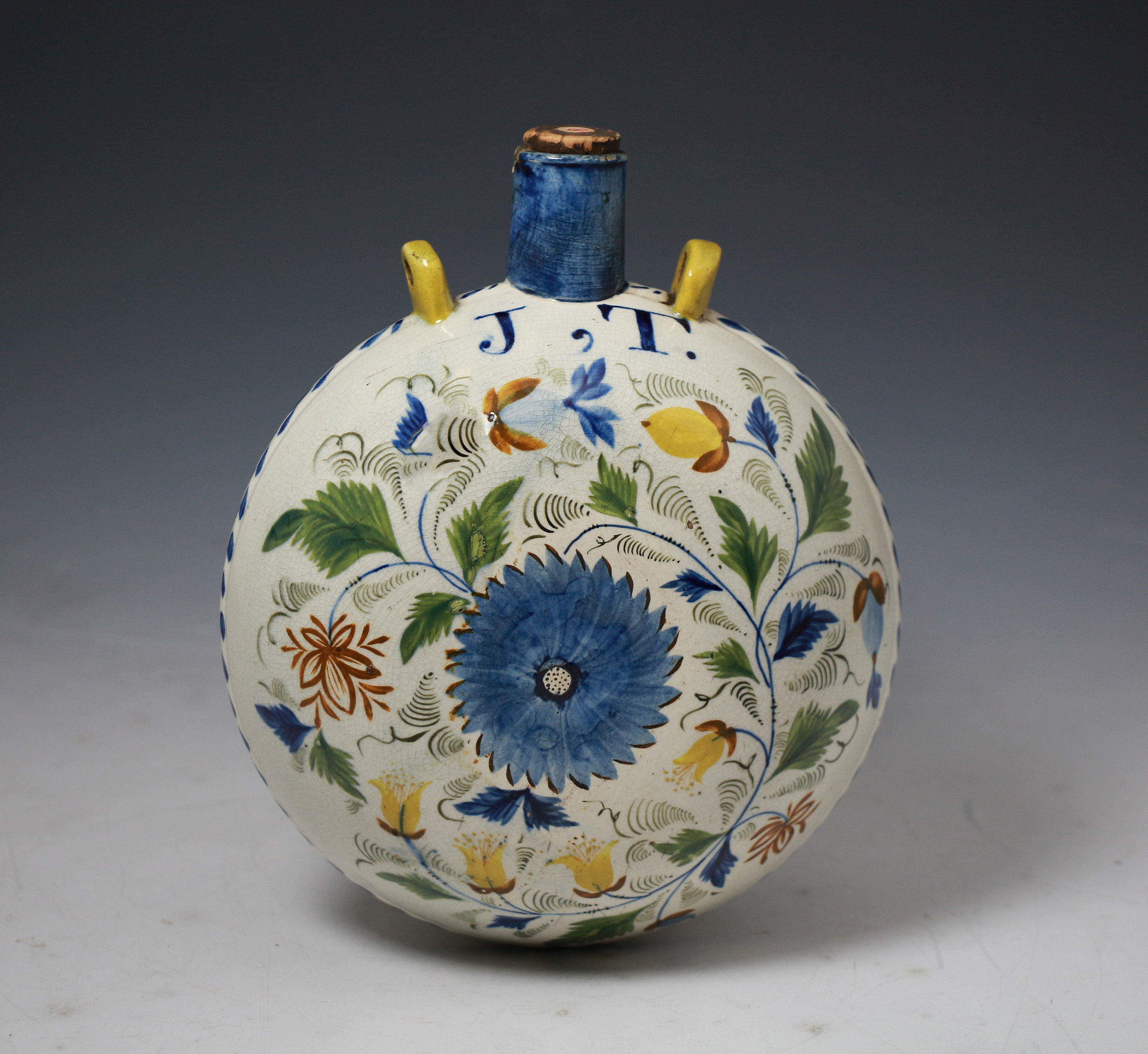English pottery Pratt ware spirit flask c1810
