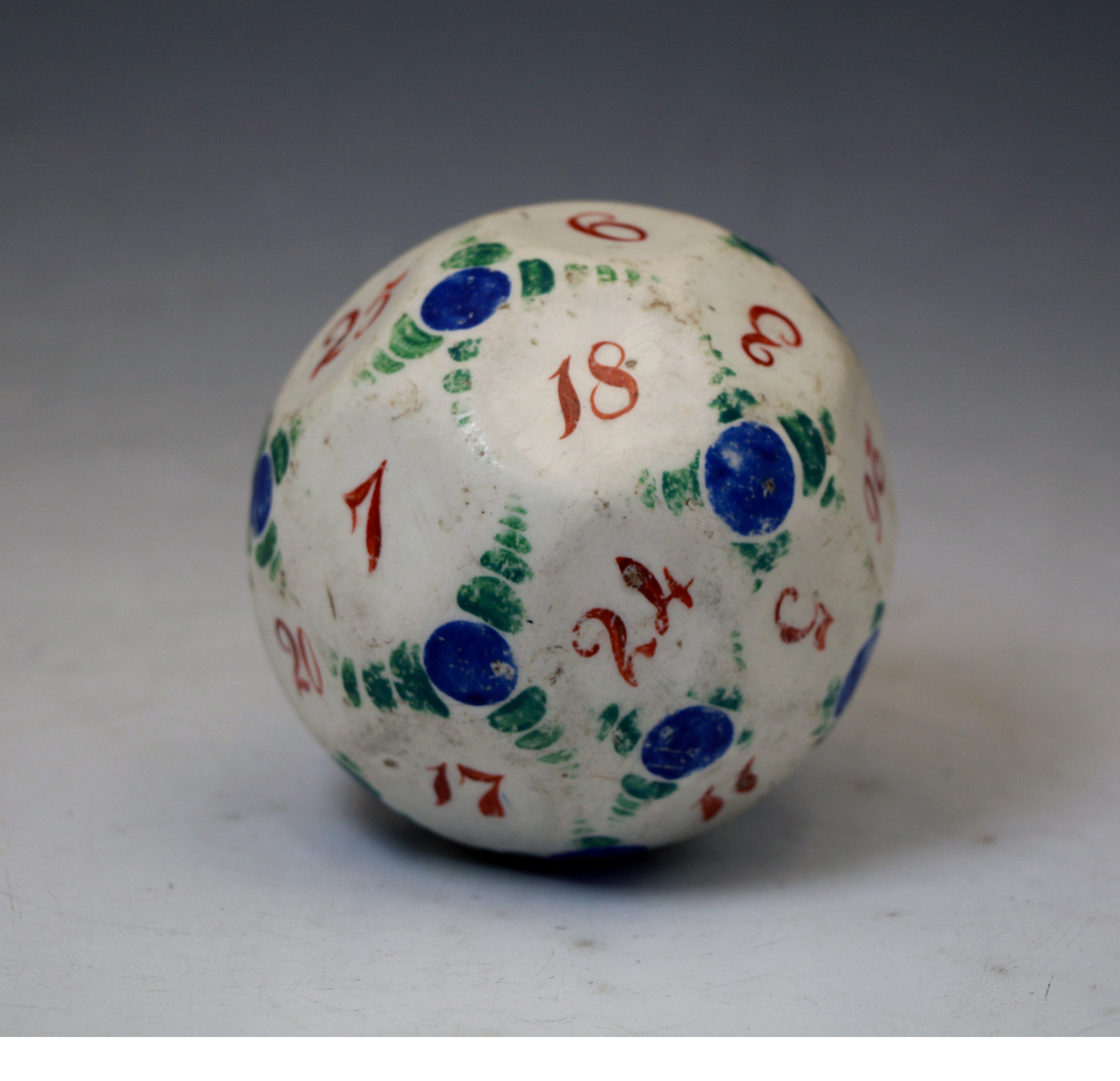Antique pottery gaming ball. British c1820