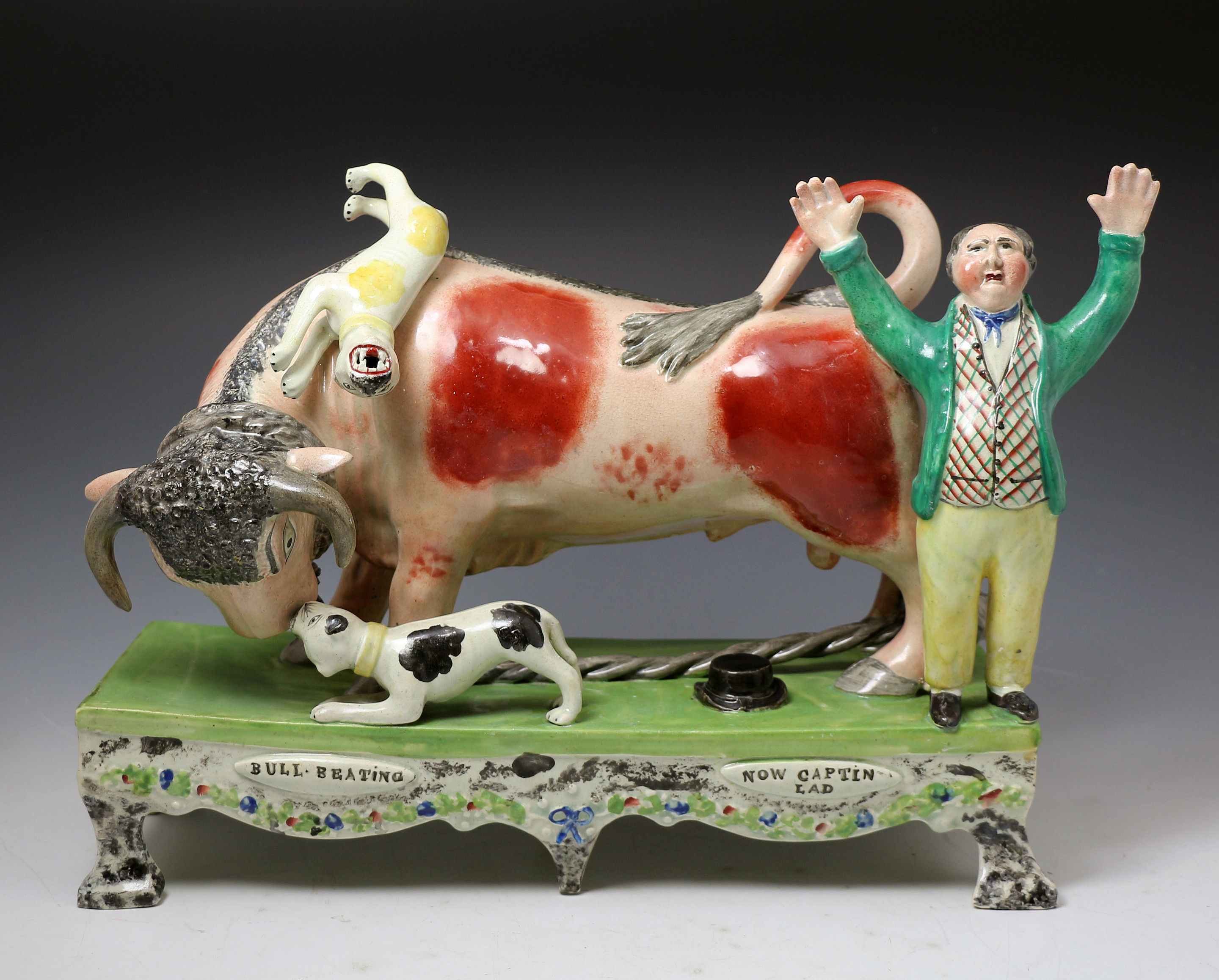 Obadiah Sherratt table base bull baiting figure group circa1820