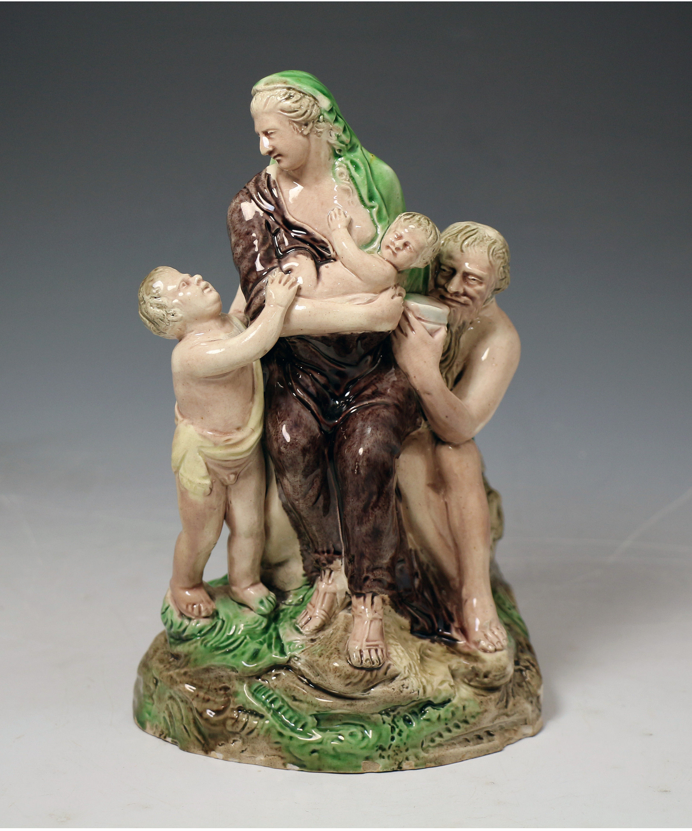 Antique English Staffordshire pottery figure by Ralph Wood ROMAN CHARITY