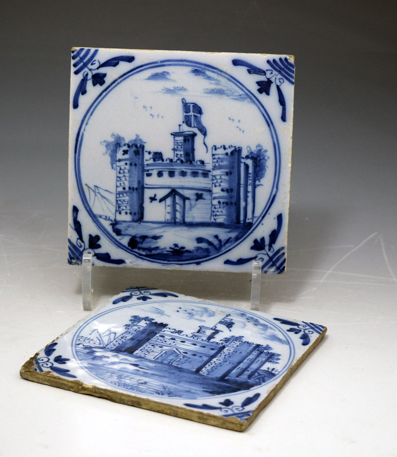 English antique delftware blue and white tile 18th century period.