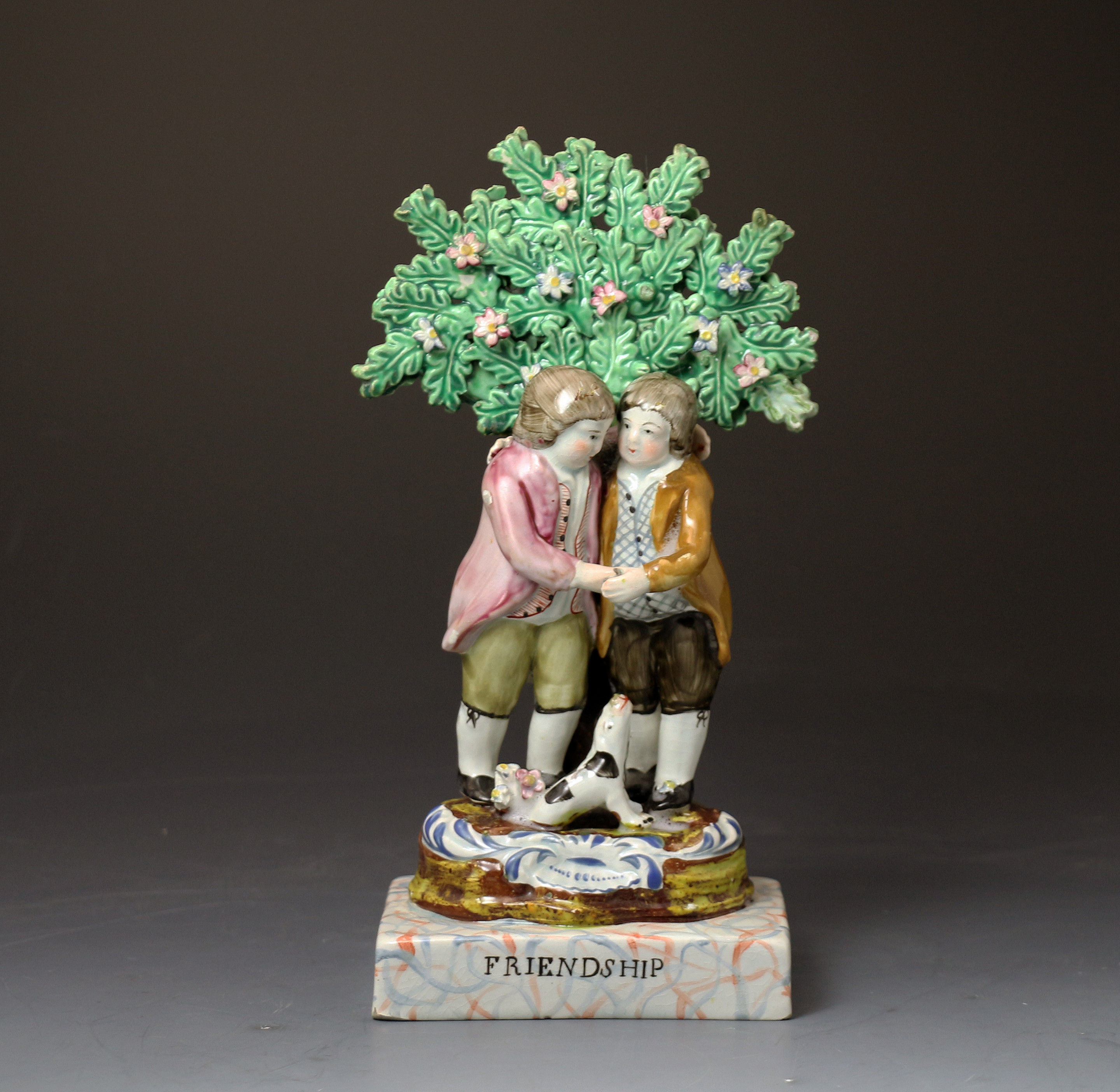 Antique English Staffordshire pottery pearlware bocage figure 