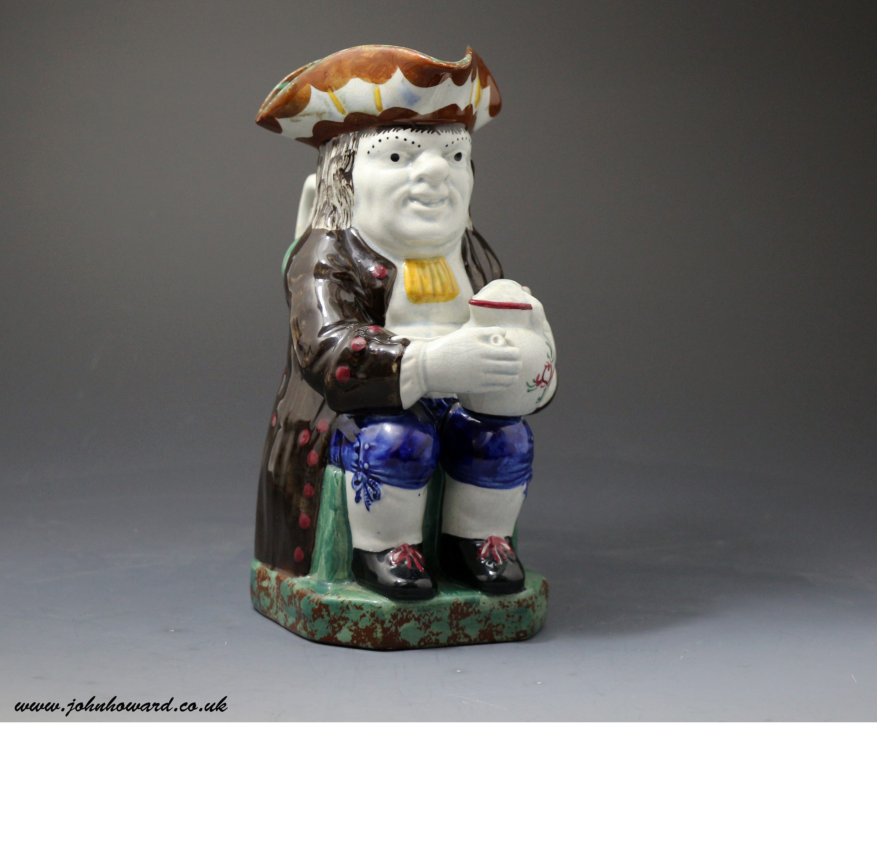 Antique Yorkshire pottery Toby Jug early 19th century English.