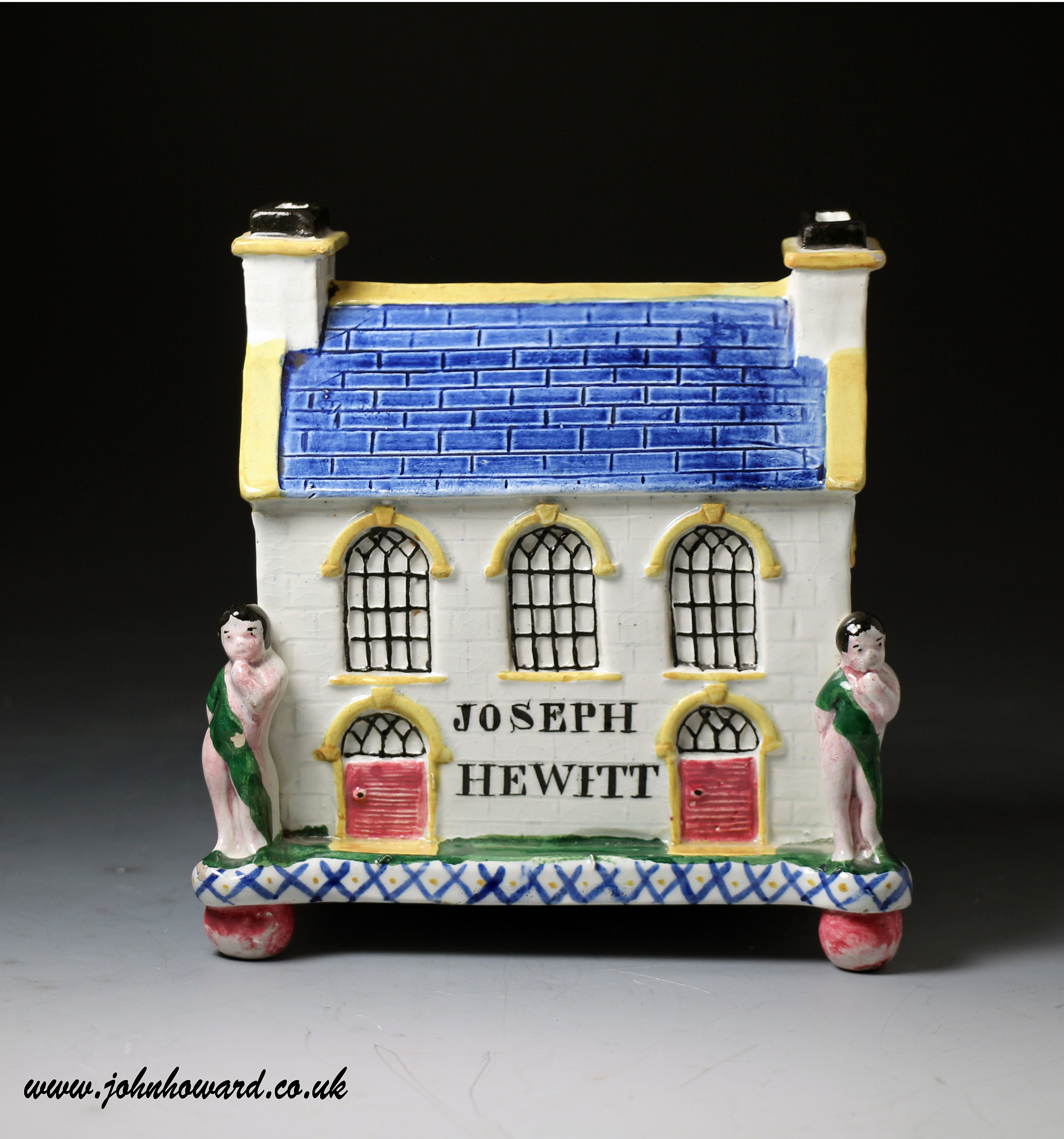 Antique  pottery Wesleyian Chapel money box or  bank, Mexborough pottery Yorkshire