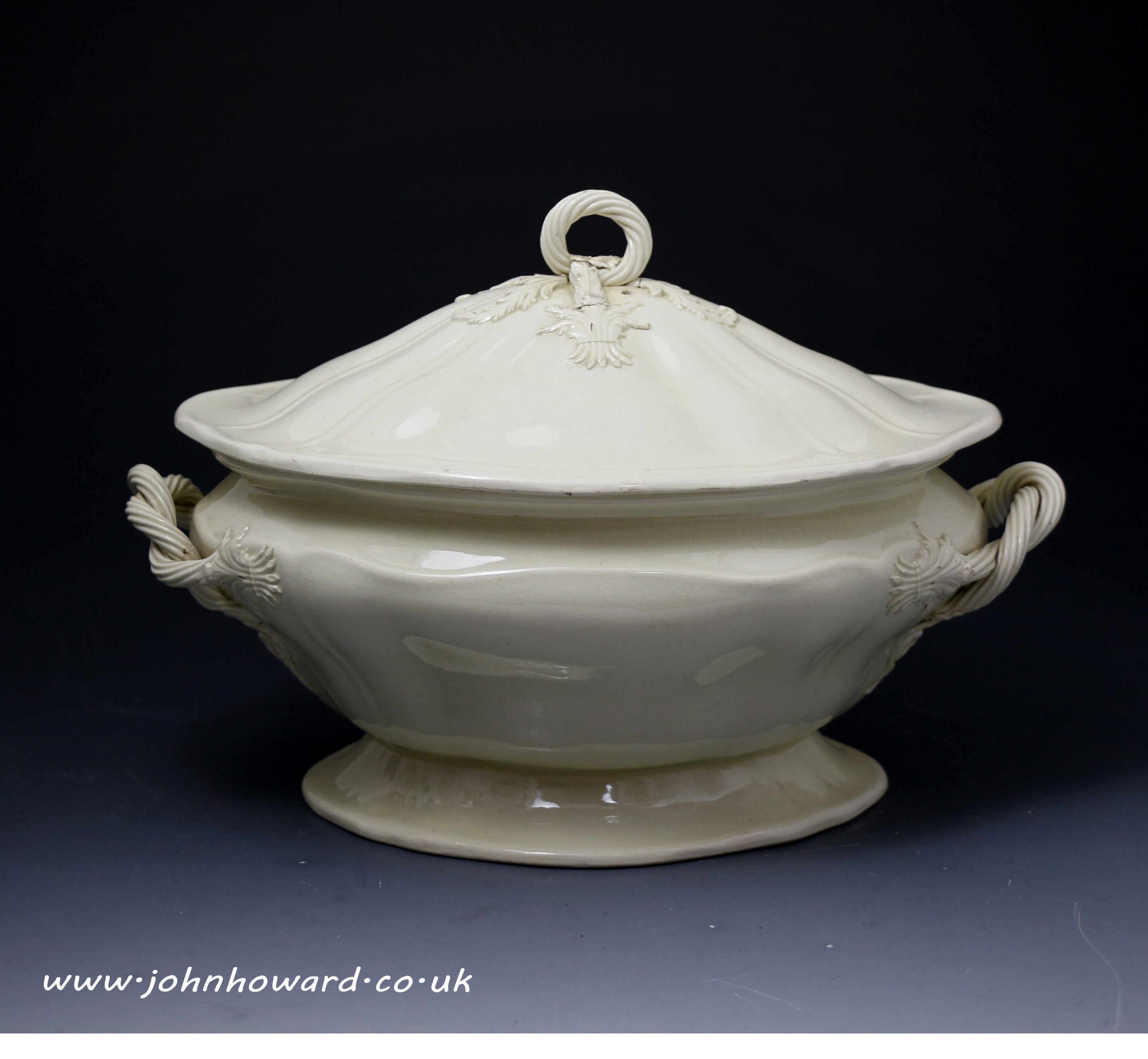 Antique Leeds Pottery plain silver shape creamware tureen late 18th century