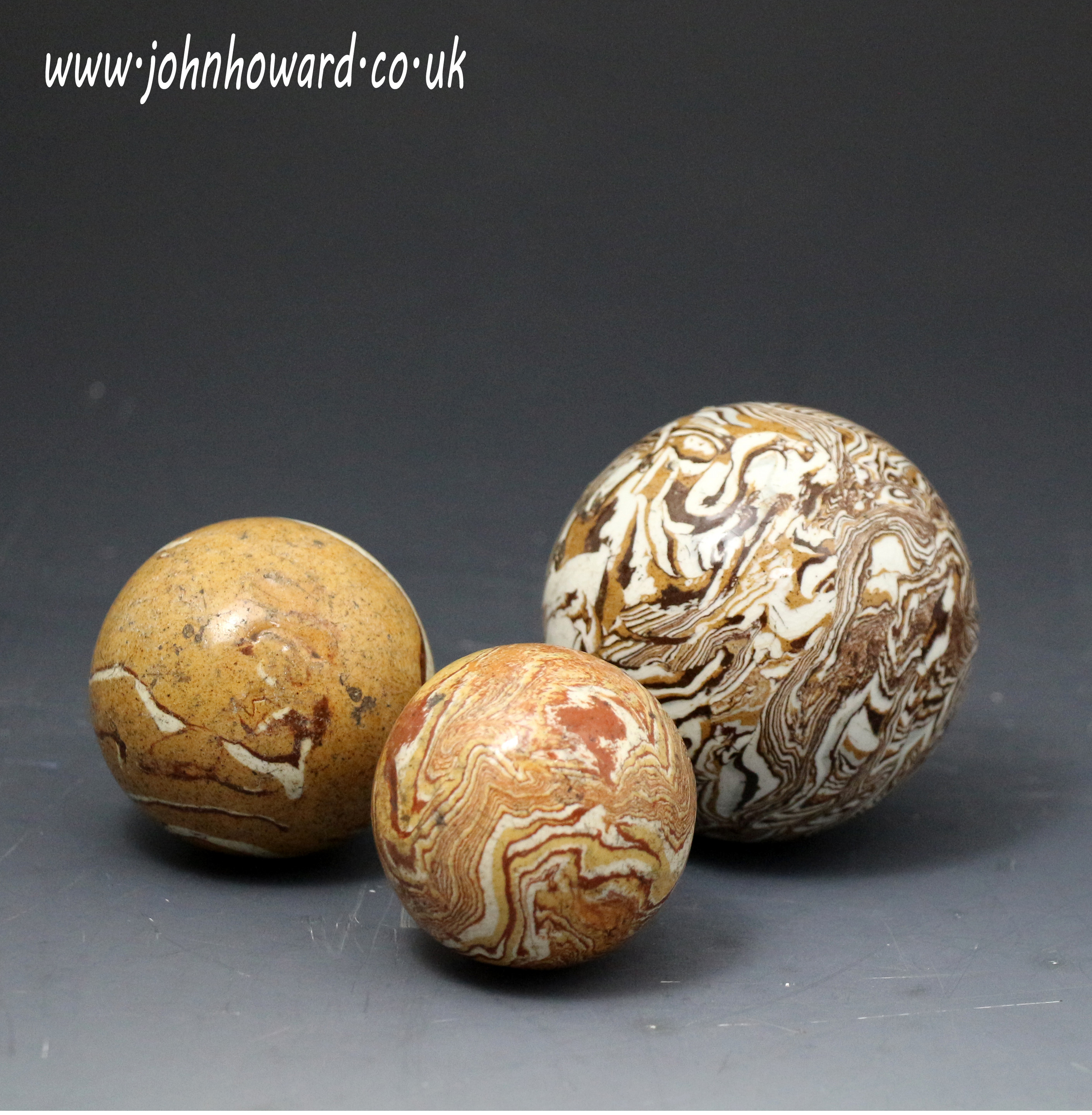 Antique English pottery agateware variagated clay balls c1800