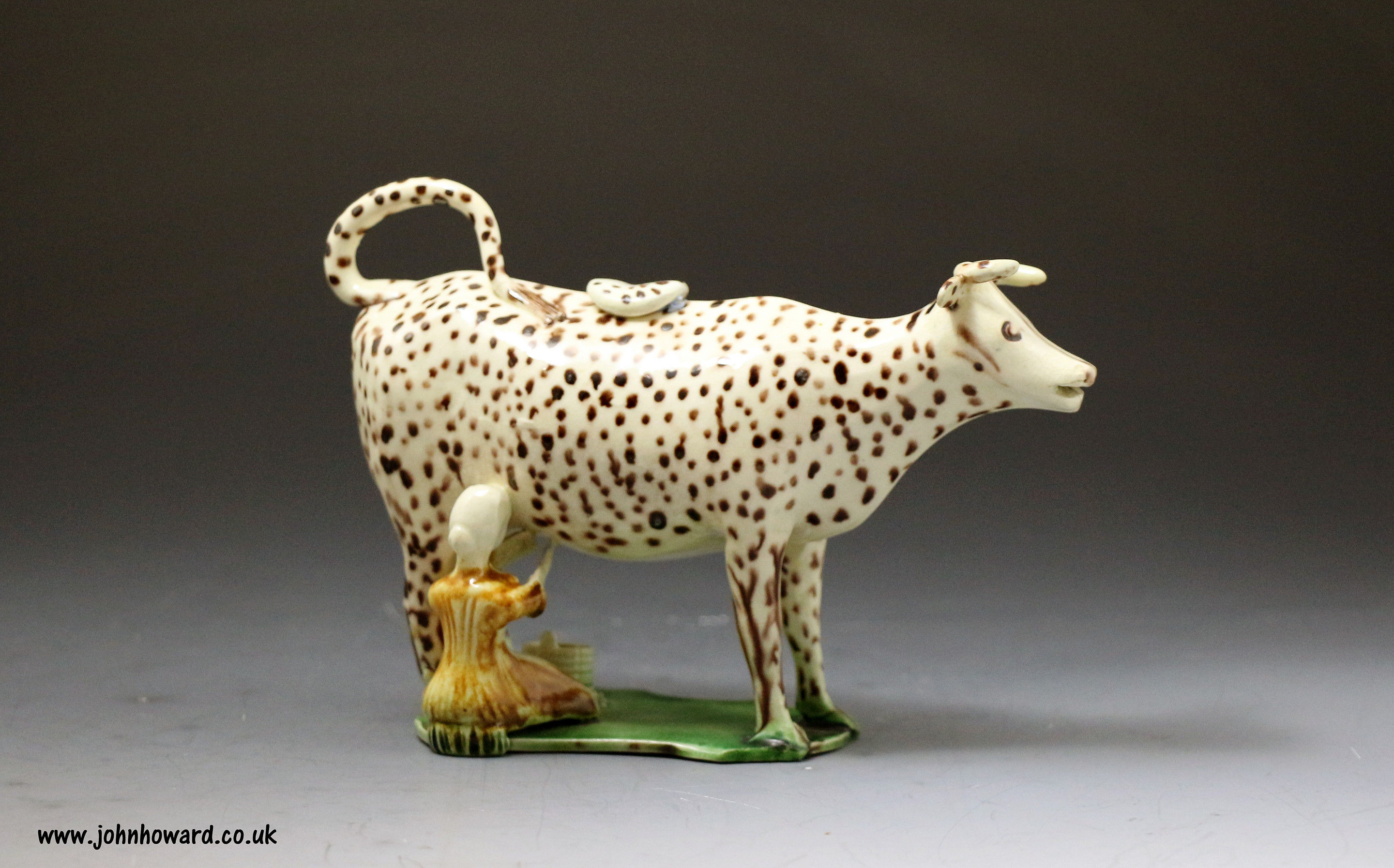 Antique English pottery figure of a cow in the form of a creamer late 18th century