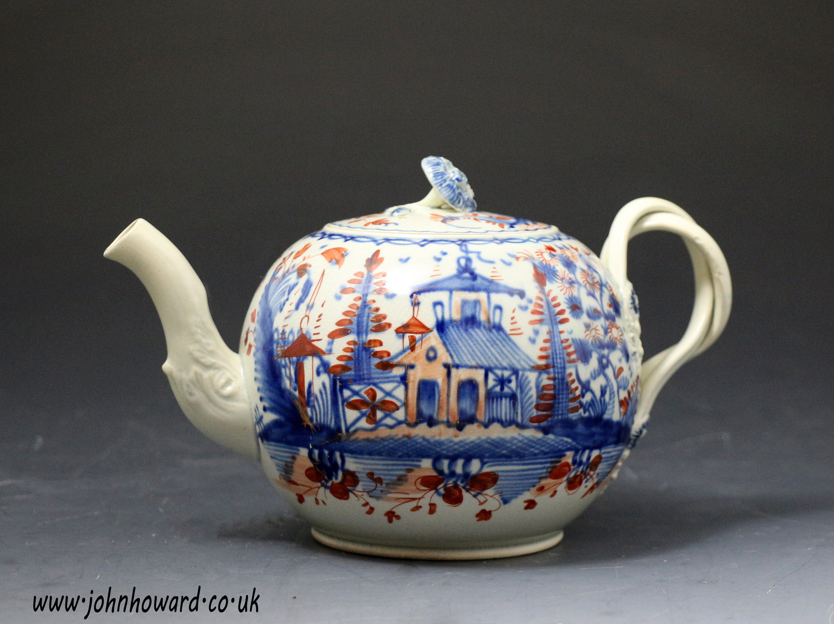Antique English pottery creamware teapot late 18th century