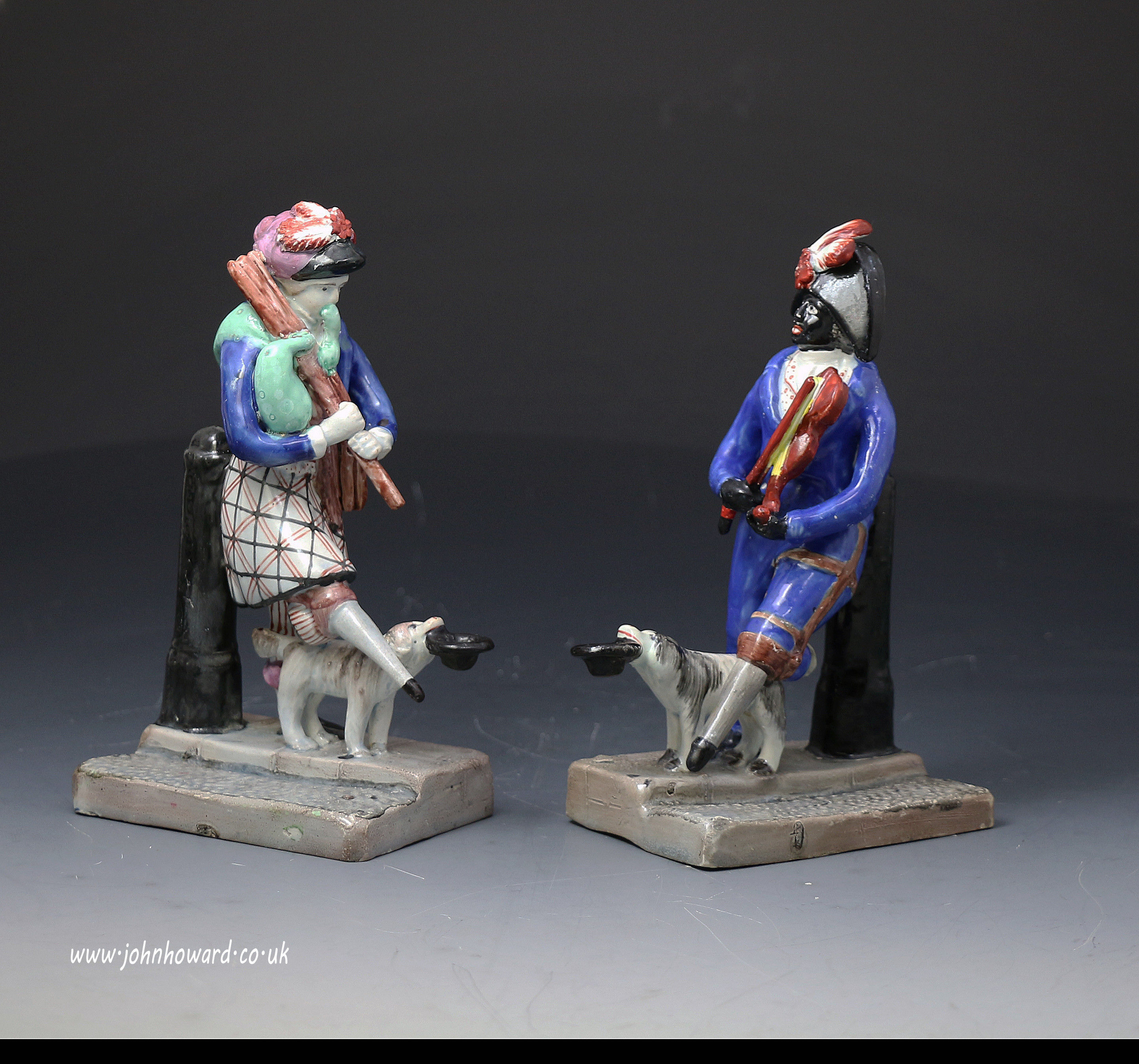 Antique Staffordshire pottery pair of figures  Douglas and Billy Waters