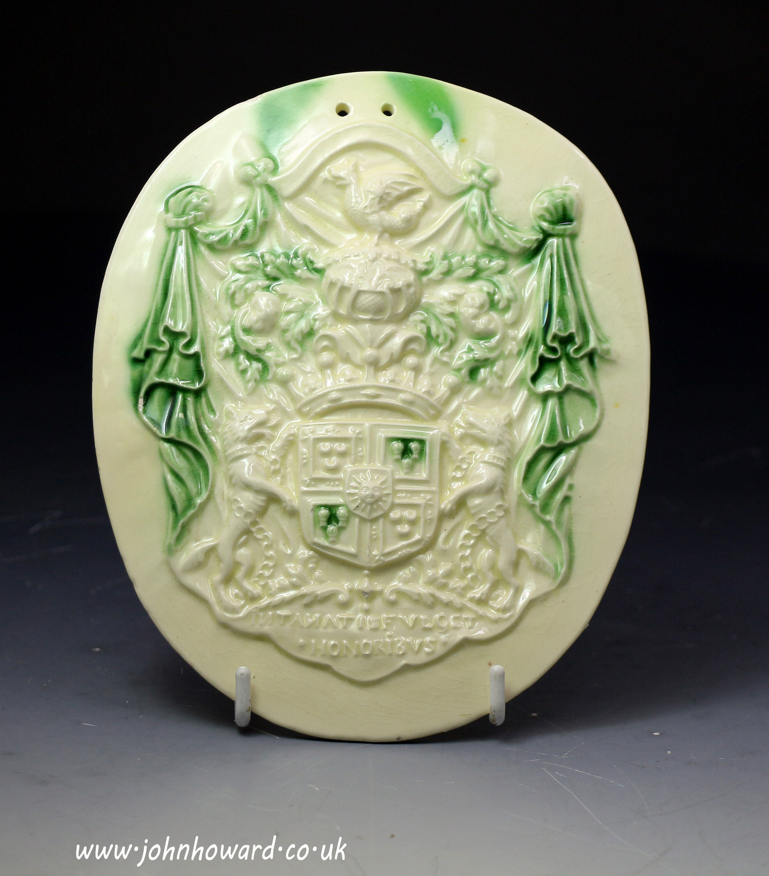 Antique creamware pottery armorial of the Seton family.English or Scottish circa 1780 
