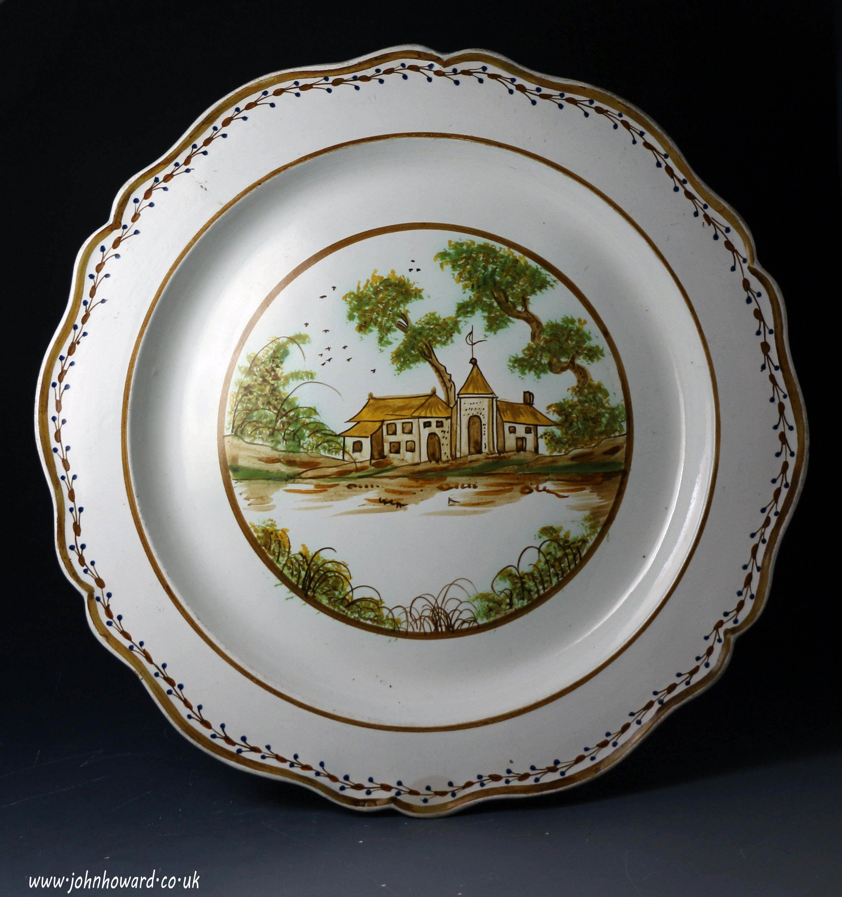 Antique English or Welsh pottery Prattware  charger antique period c1800