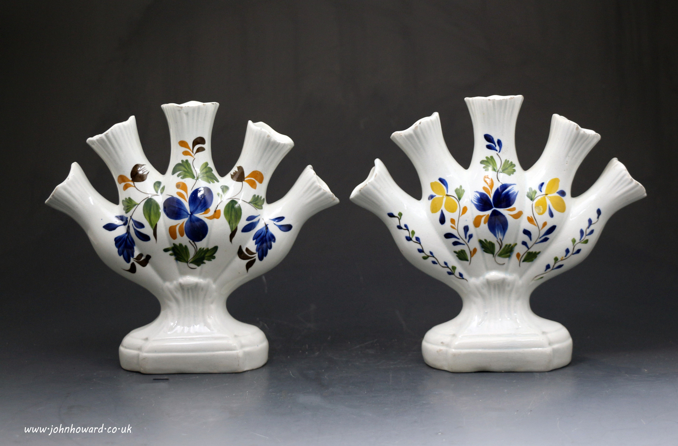 Antique English pottery Prattware Quintels early 19th century