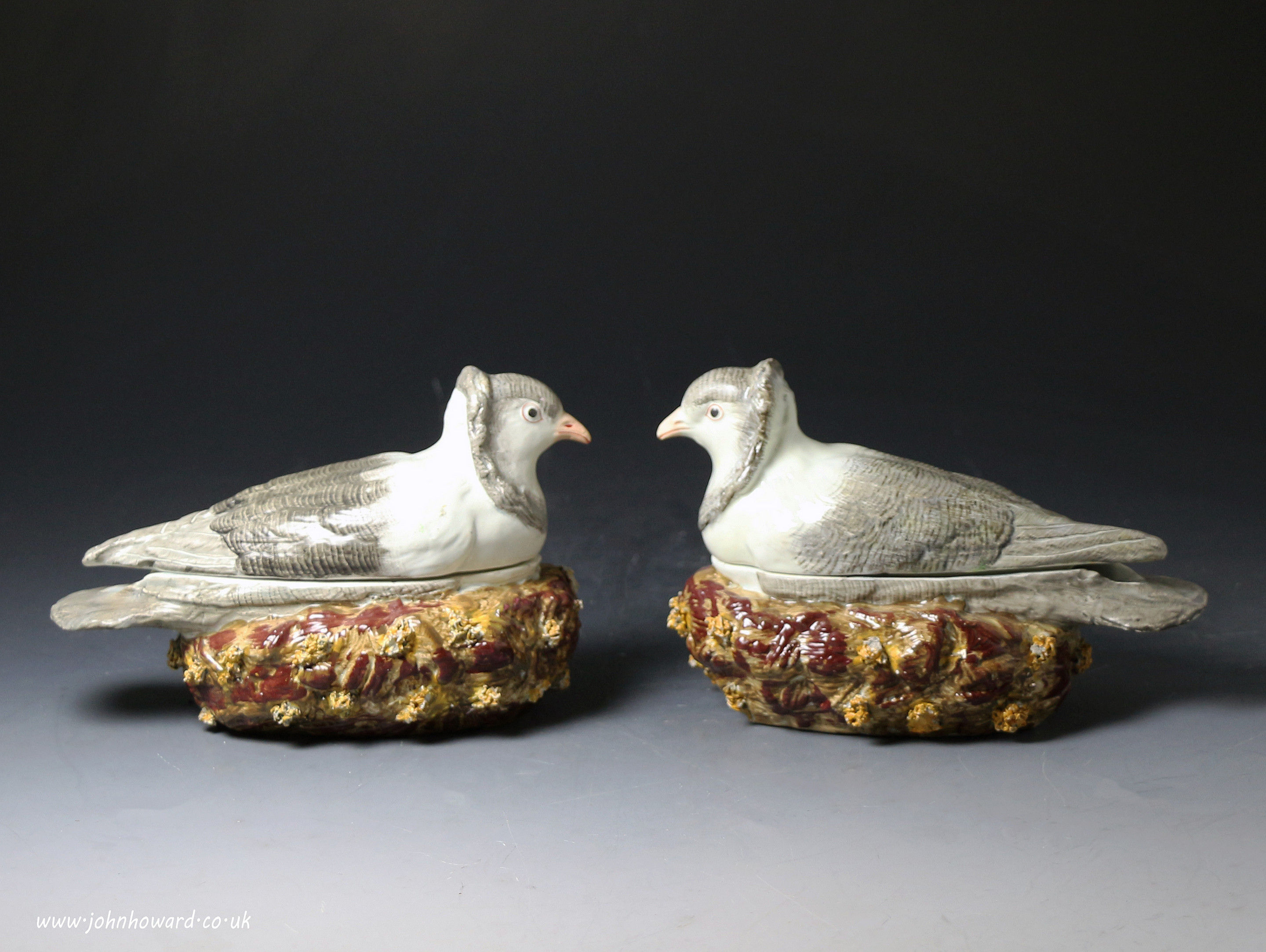 Pair of Staffordshire figures of doves in the form of tureens pearlware c1820
