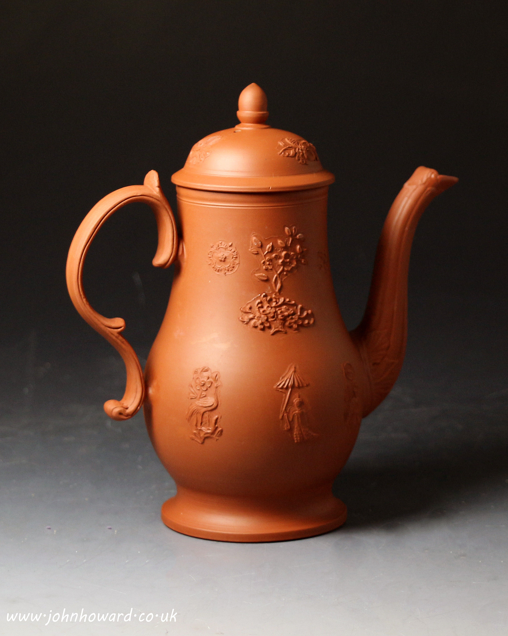 Staffordshire pottery redware chocolate pot antique period c1765 England