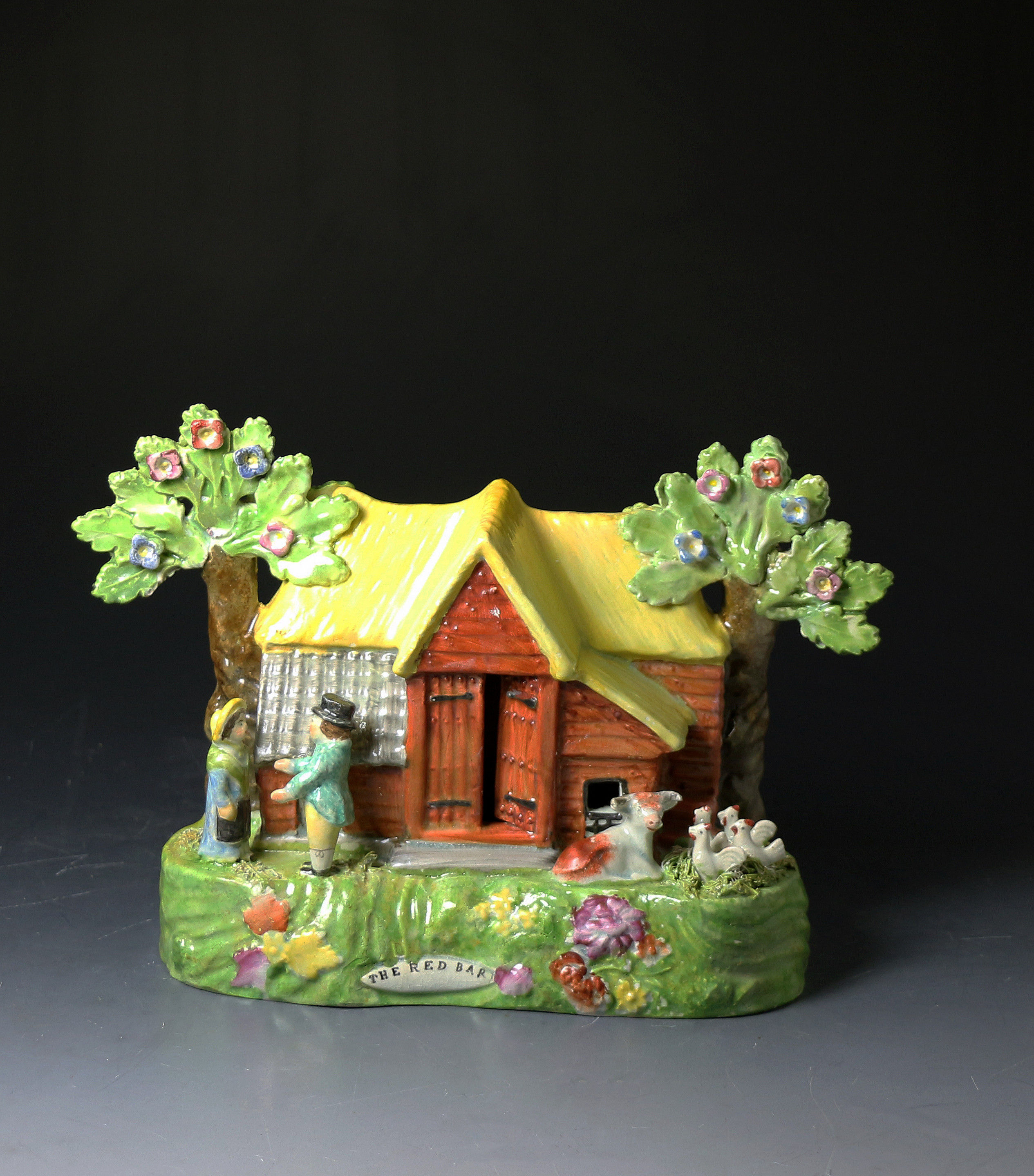 Antique Staffordshire pottery bocage pearlware  group of the famous 