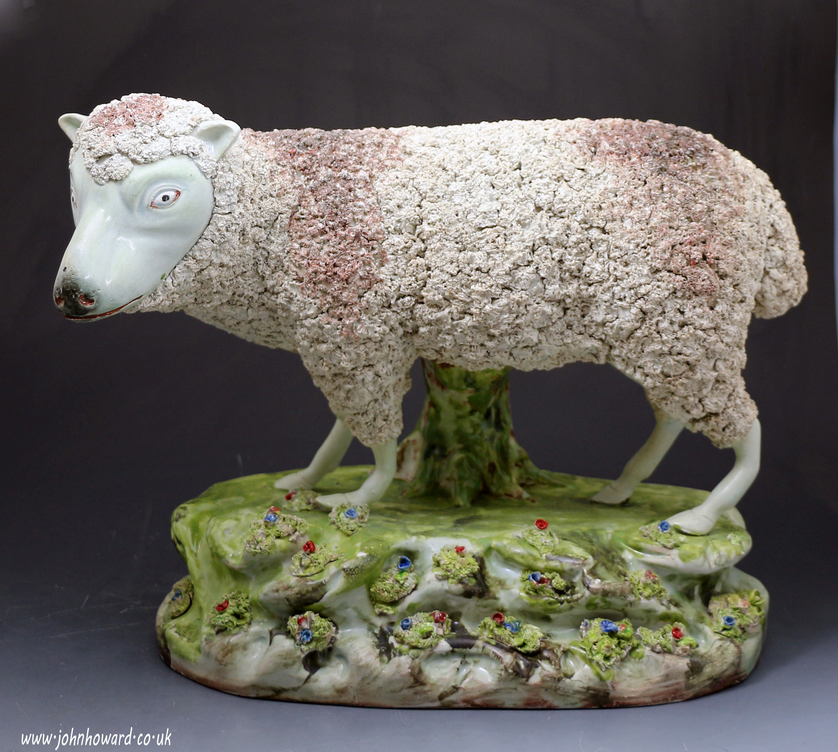 Staffordshire pottery massive scale pearlware figure of a ewe circa 1820 period.