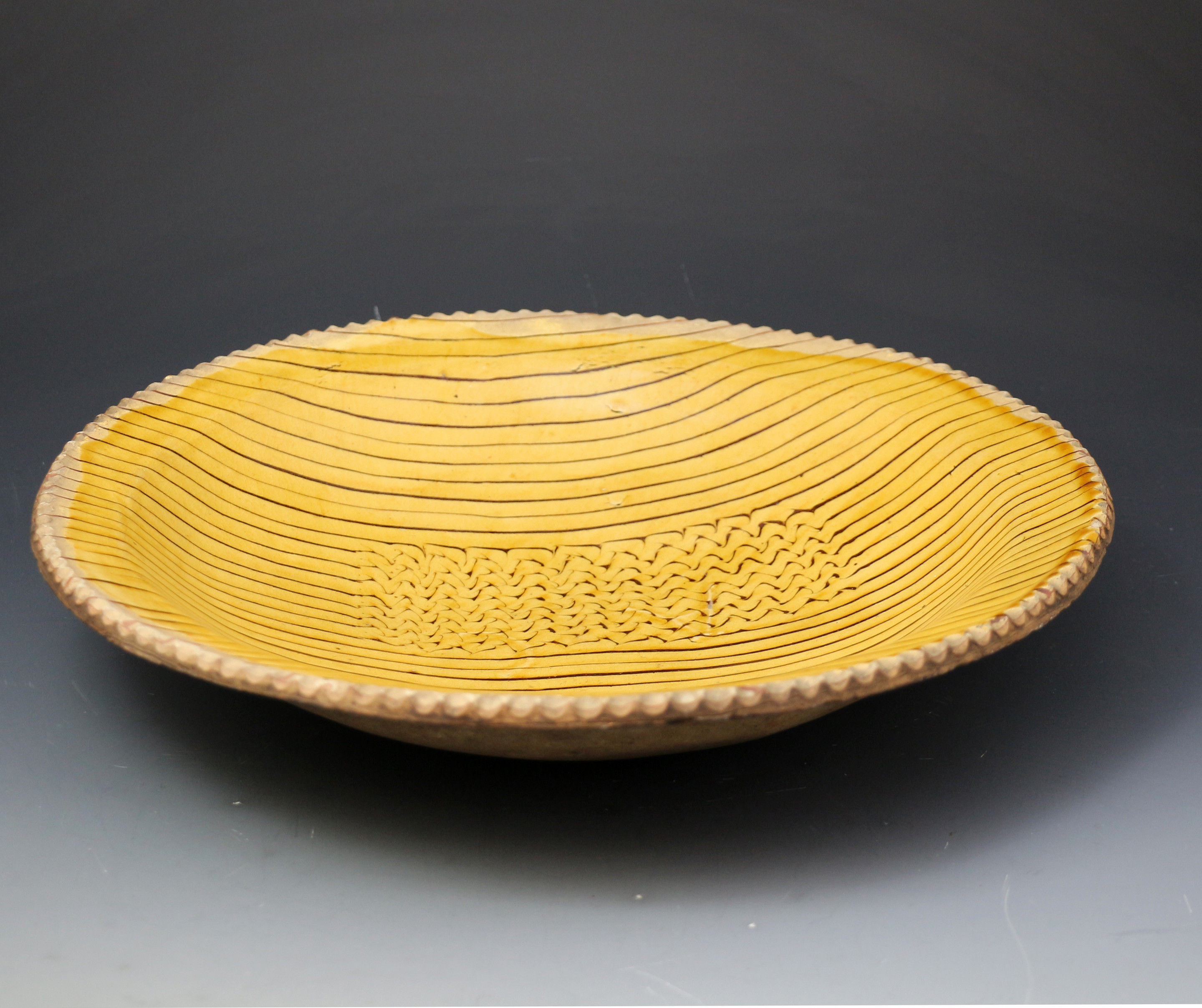 Antique English earthenware slipware dish late 18thc
