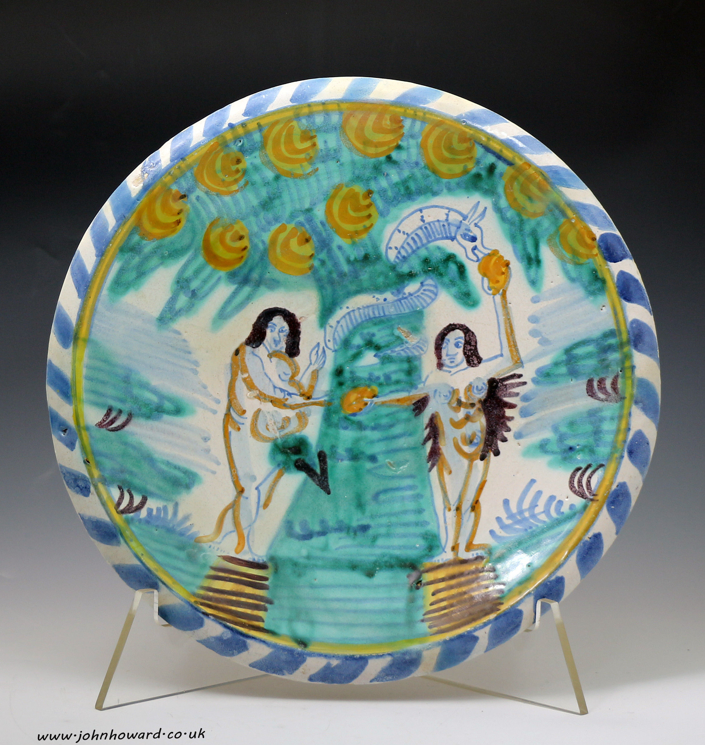 Early English Delftware blue dash charger 