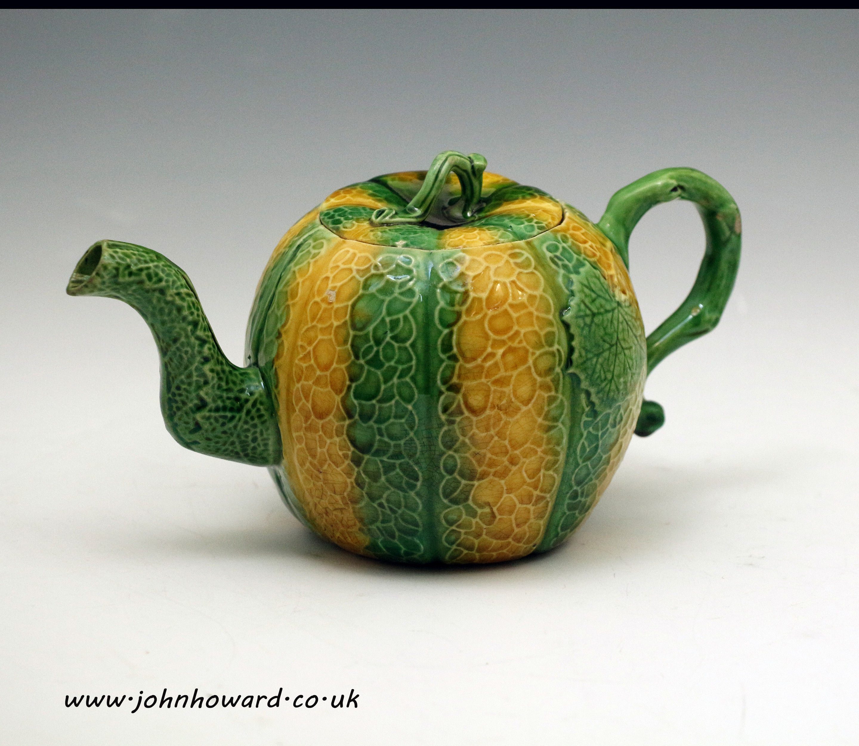 Staffordshire pottery melon shaped creamware  teapot circa 1770