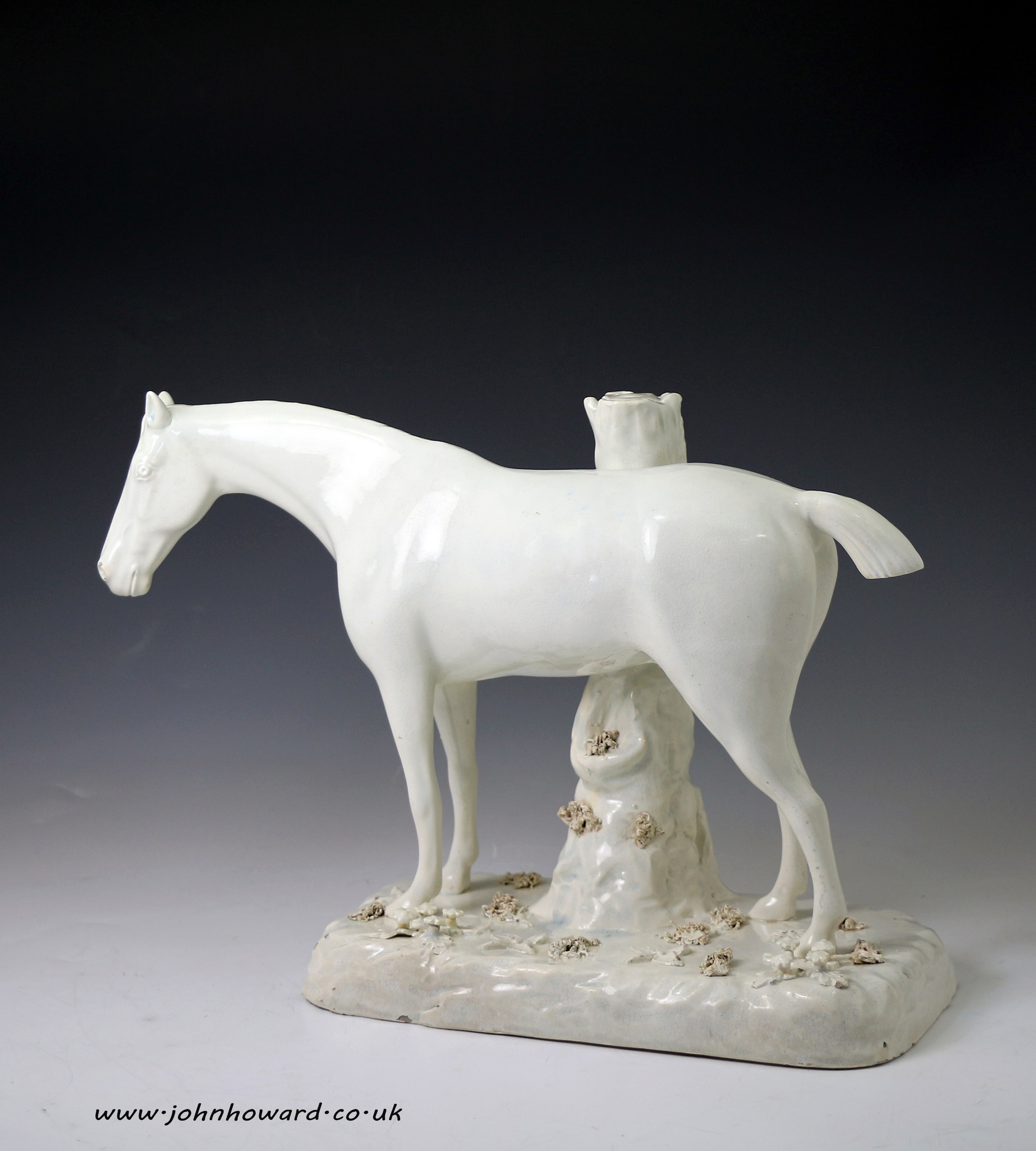 Staffordshire pottery pearlware figure of horse early 19th century England.
