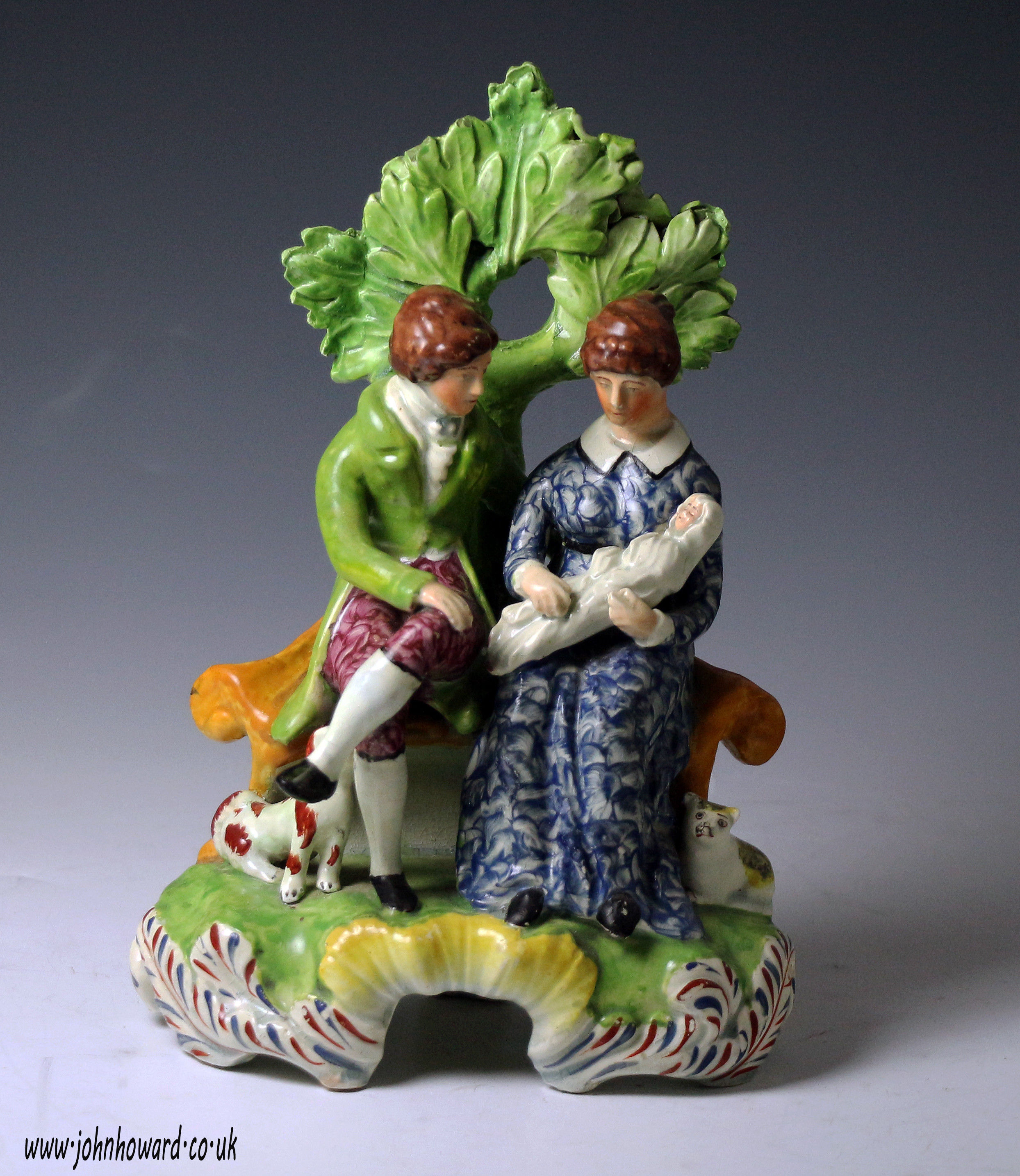 Antique Staffordshire Pottery bocage pearlware family group circa 1820 