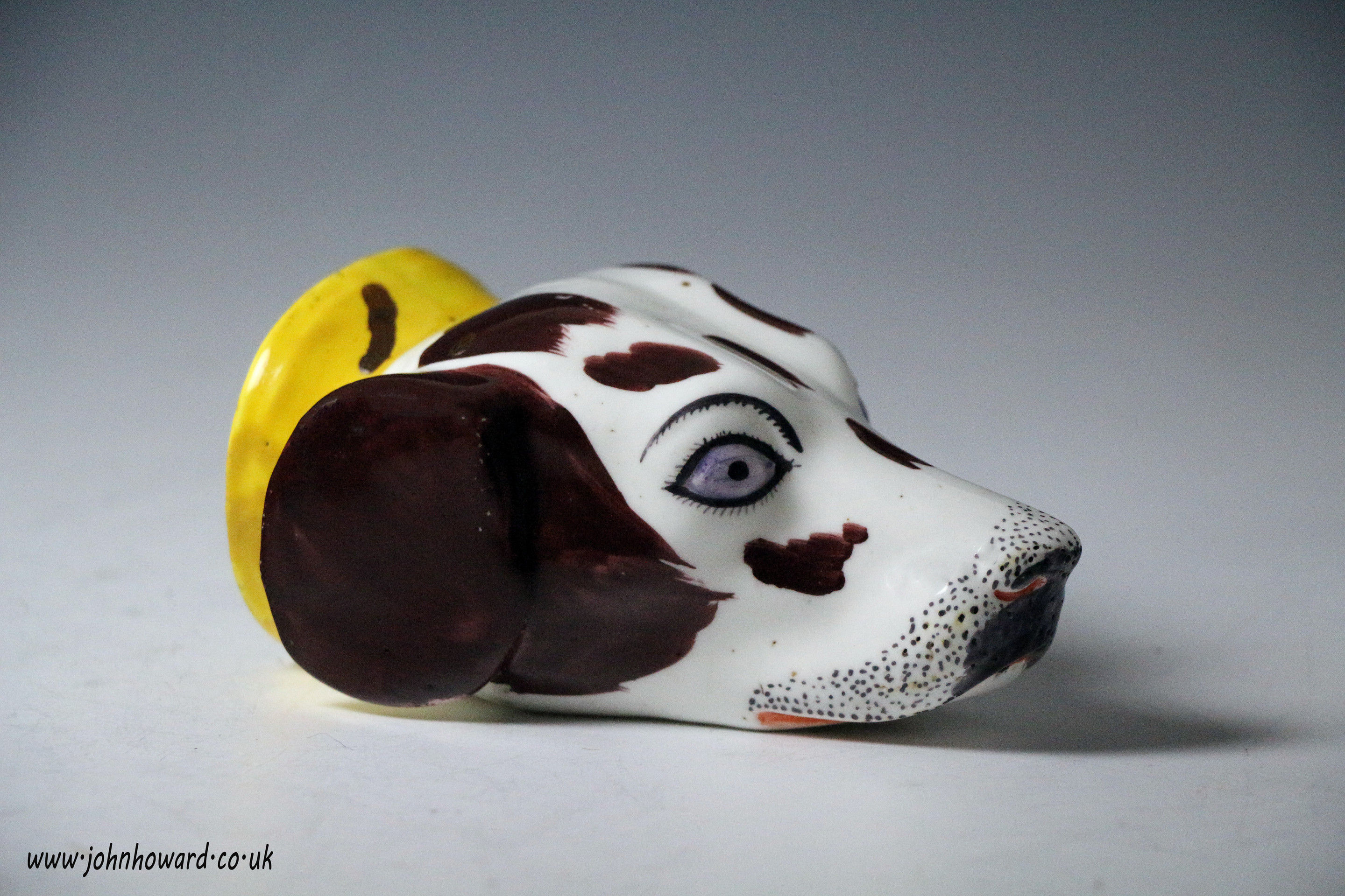 Antique Staffordshire pottery hound head stirrup cup early 19th century England