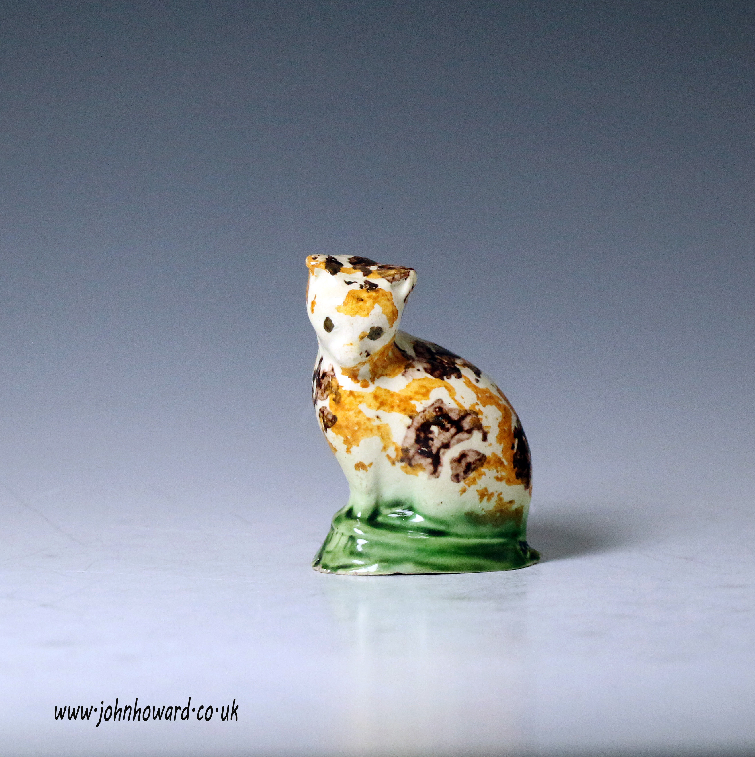 English pottery figure of a seated cat late 18th century probably Staffordshire