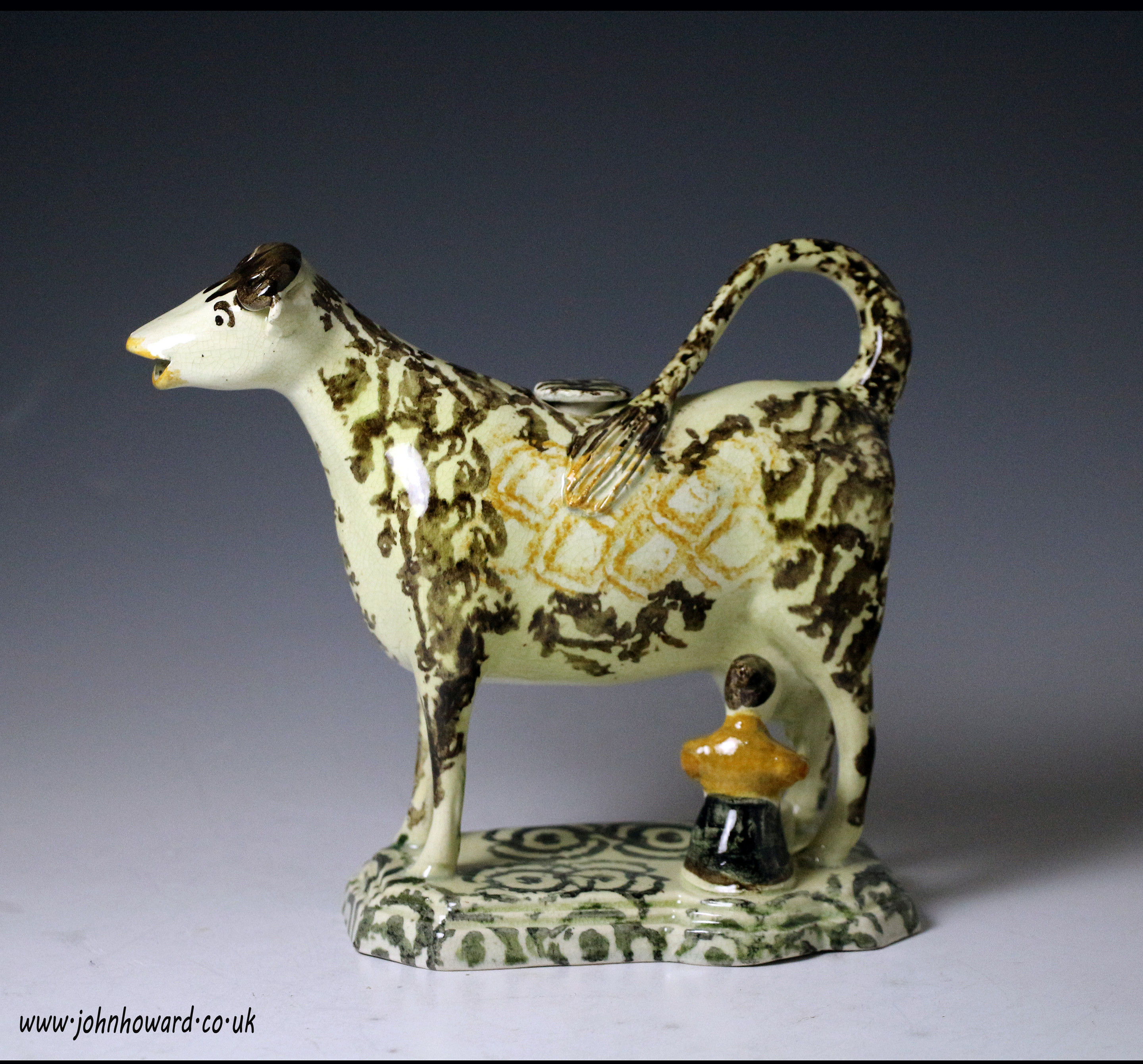 English pottery figure of a cow creamer made in circa 1810 period.