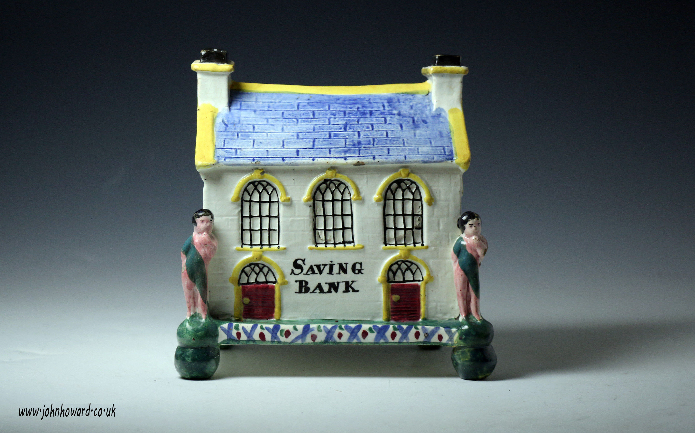 Antique Yorkshire Pottery Saving Bank in the form of the chapel at Mexborough.