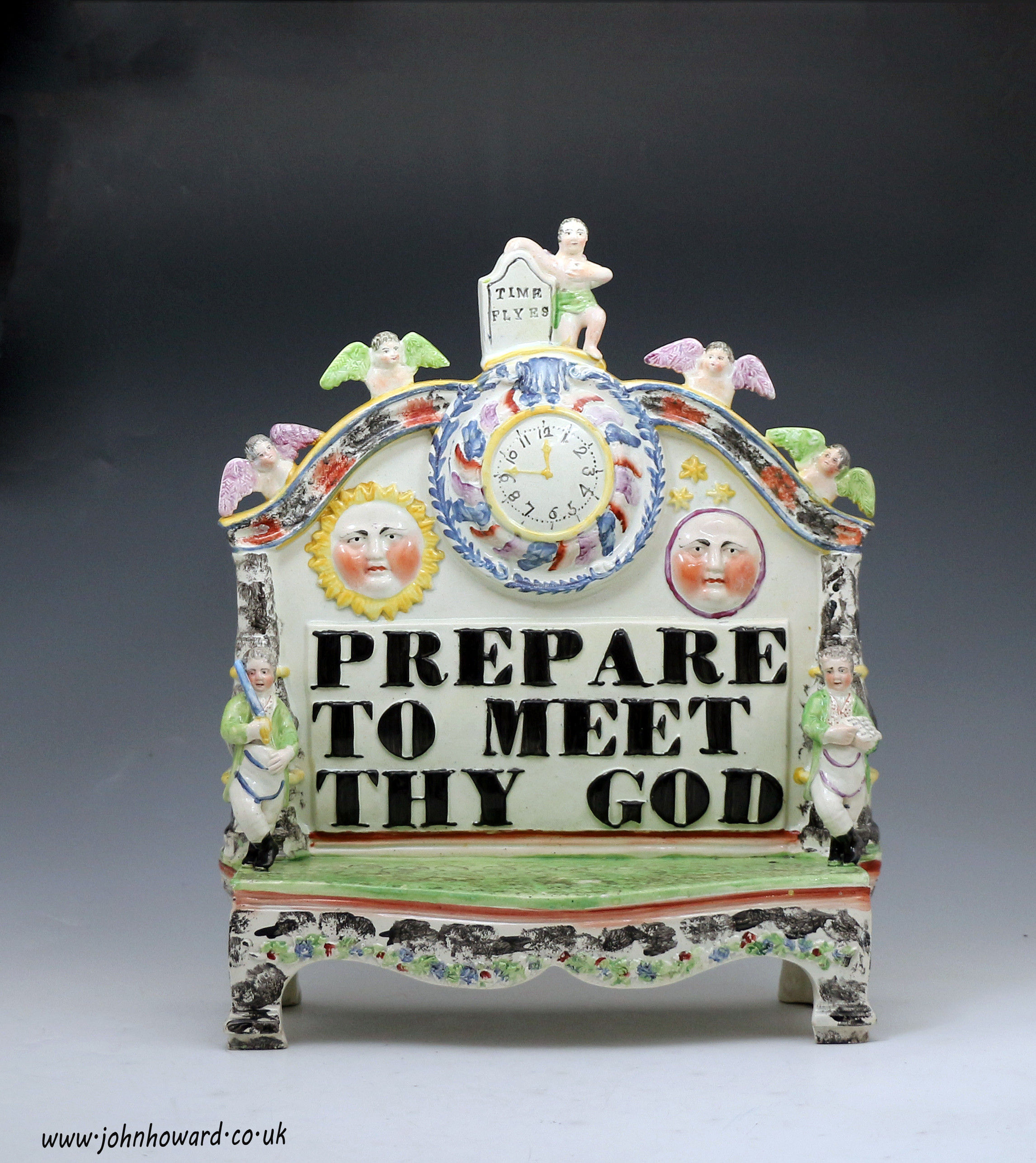 Antique Staffordshire pottery pearlware table base figure group 