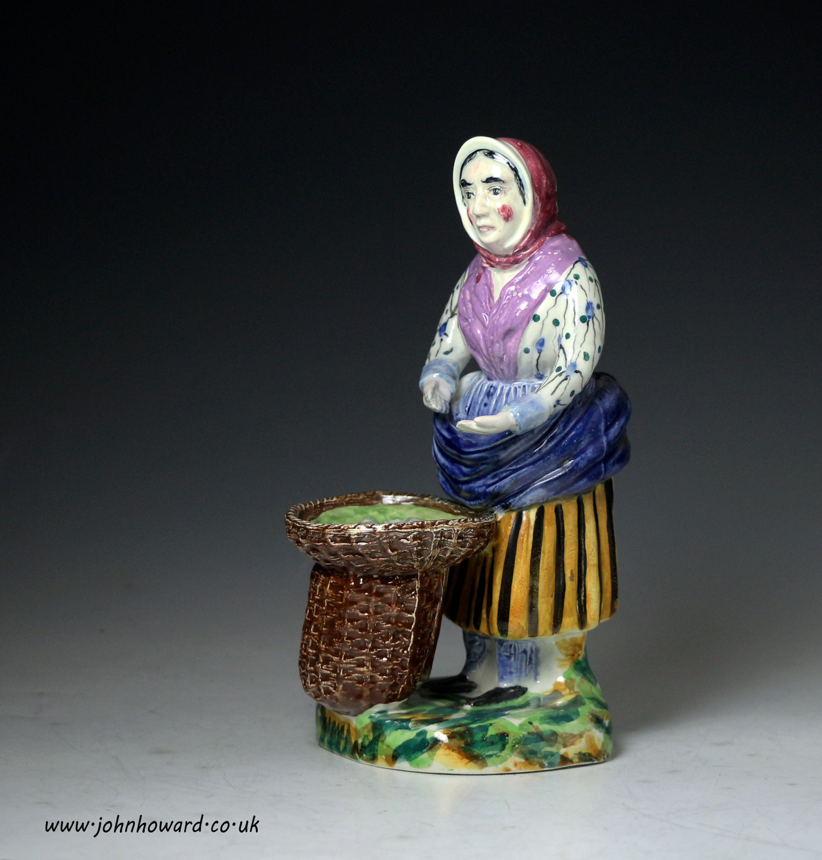 Antique Scottish pottery figure of a fisher woman 1835